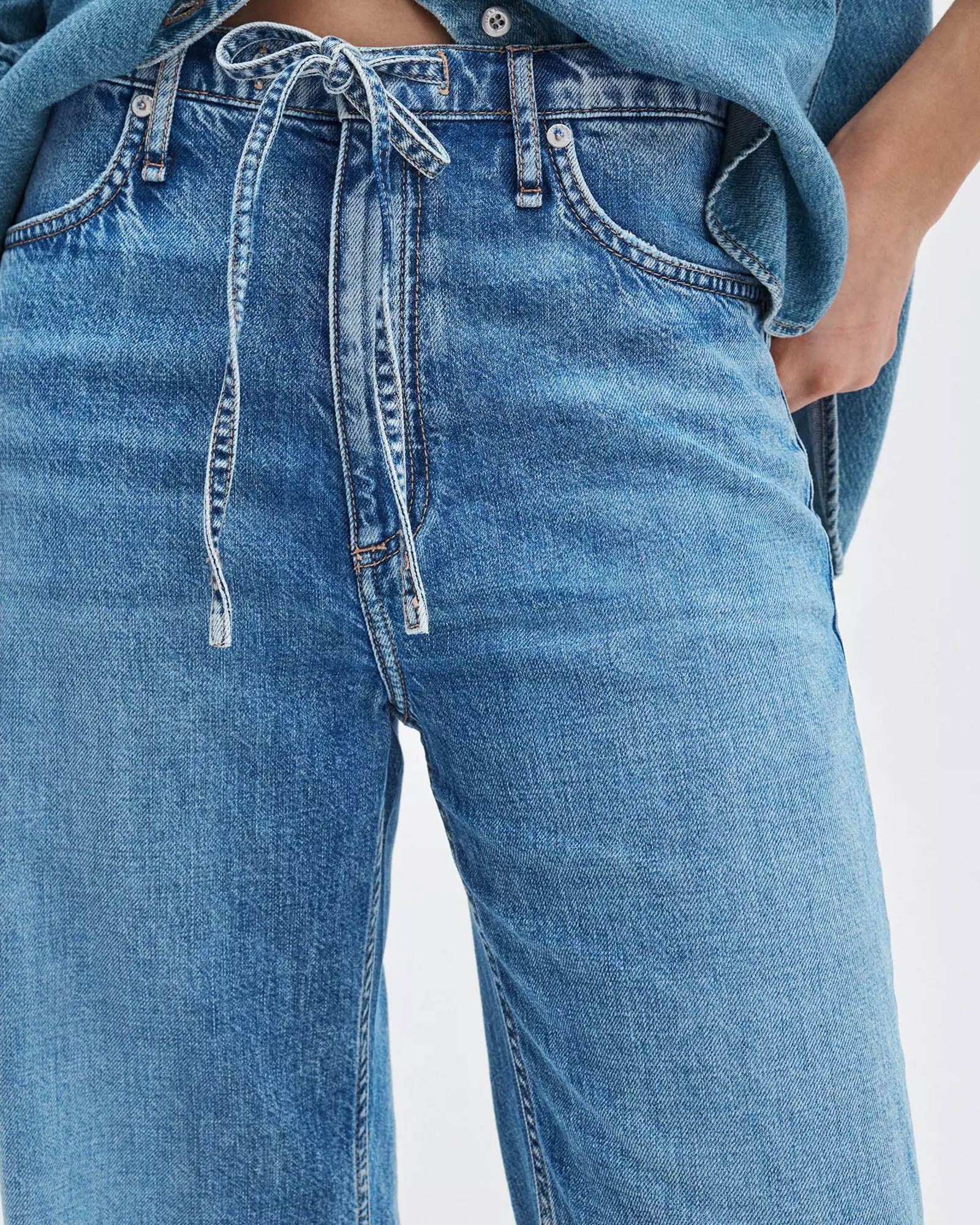 Phoebe Drawstring Wide-Leg Jeans
