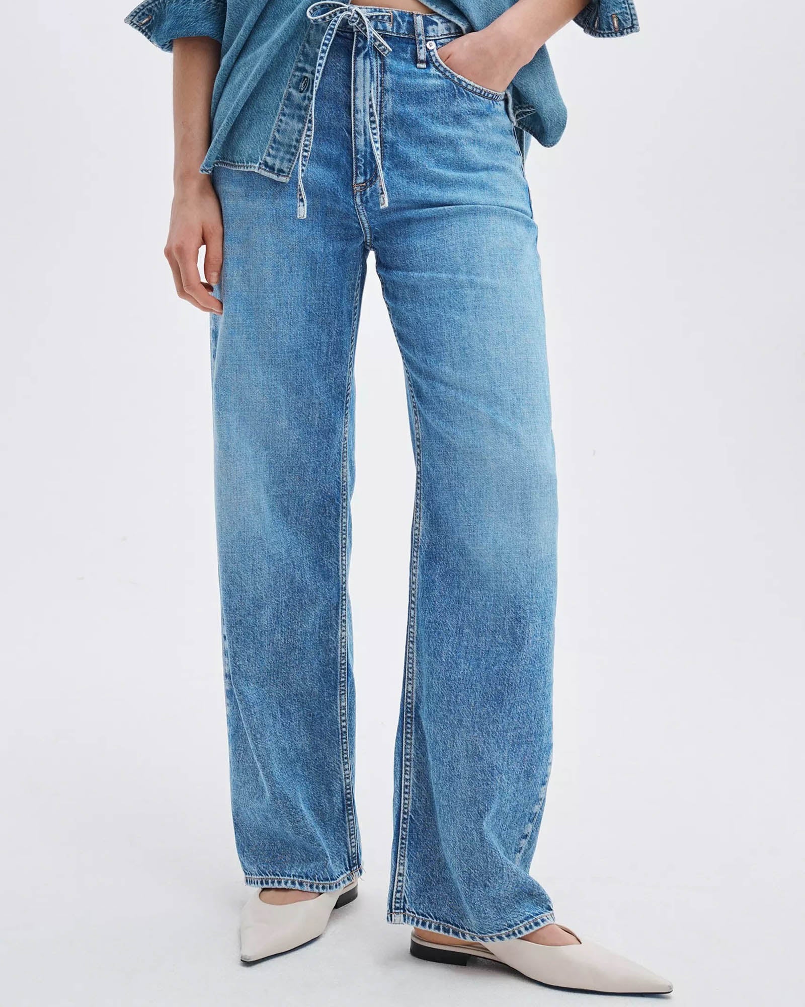 Phoebe Drawstring Wide-Leg Jeans