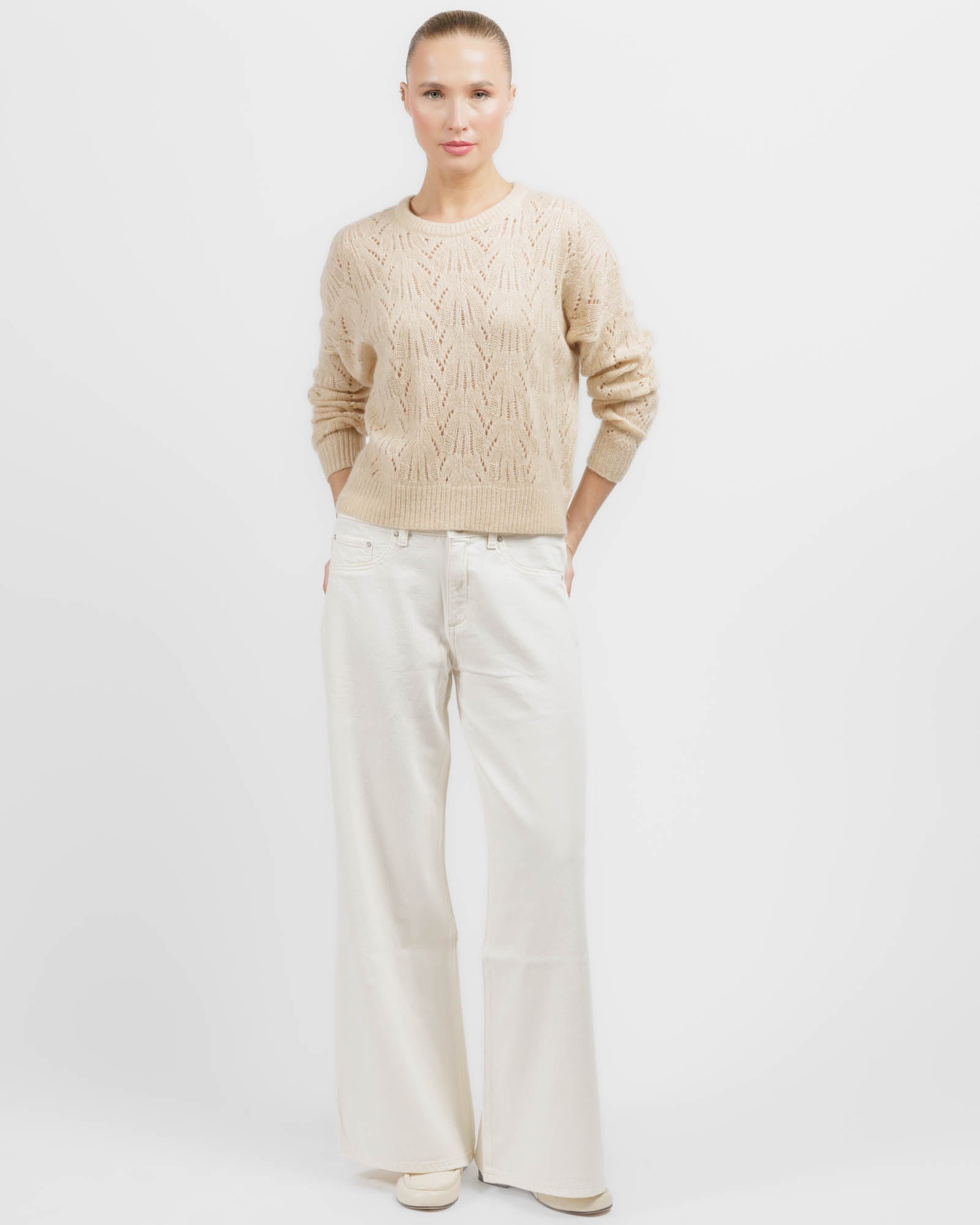 Allover Pointelle Crew Neck