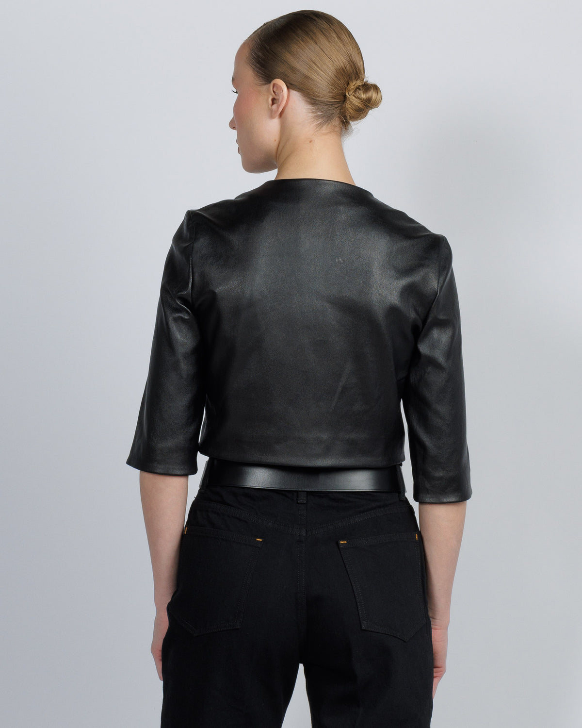 SUSAN BENDER Crop Leather Jacket