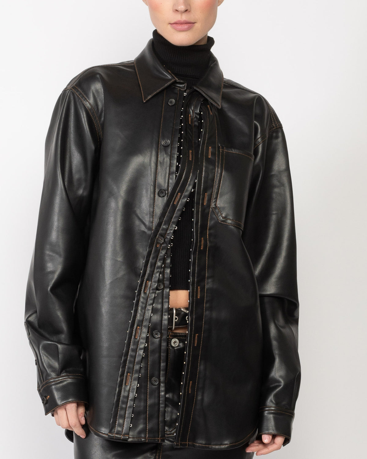 Y/PROJECT Hook & Eye Leather Shirt