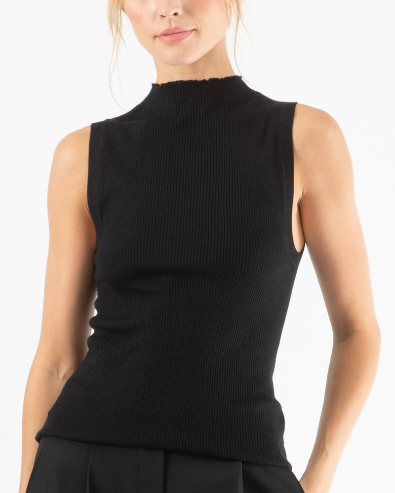 Knit Sleeveless Mock Neck Top