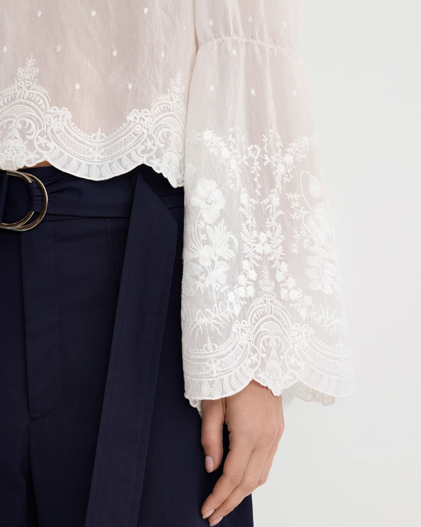 Embroidered Bell Sleeve Blouse