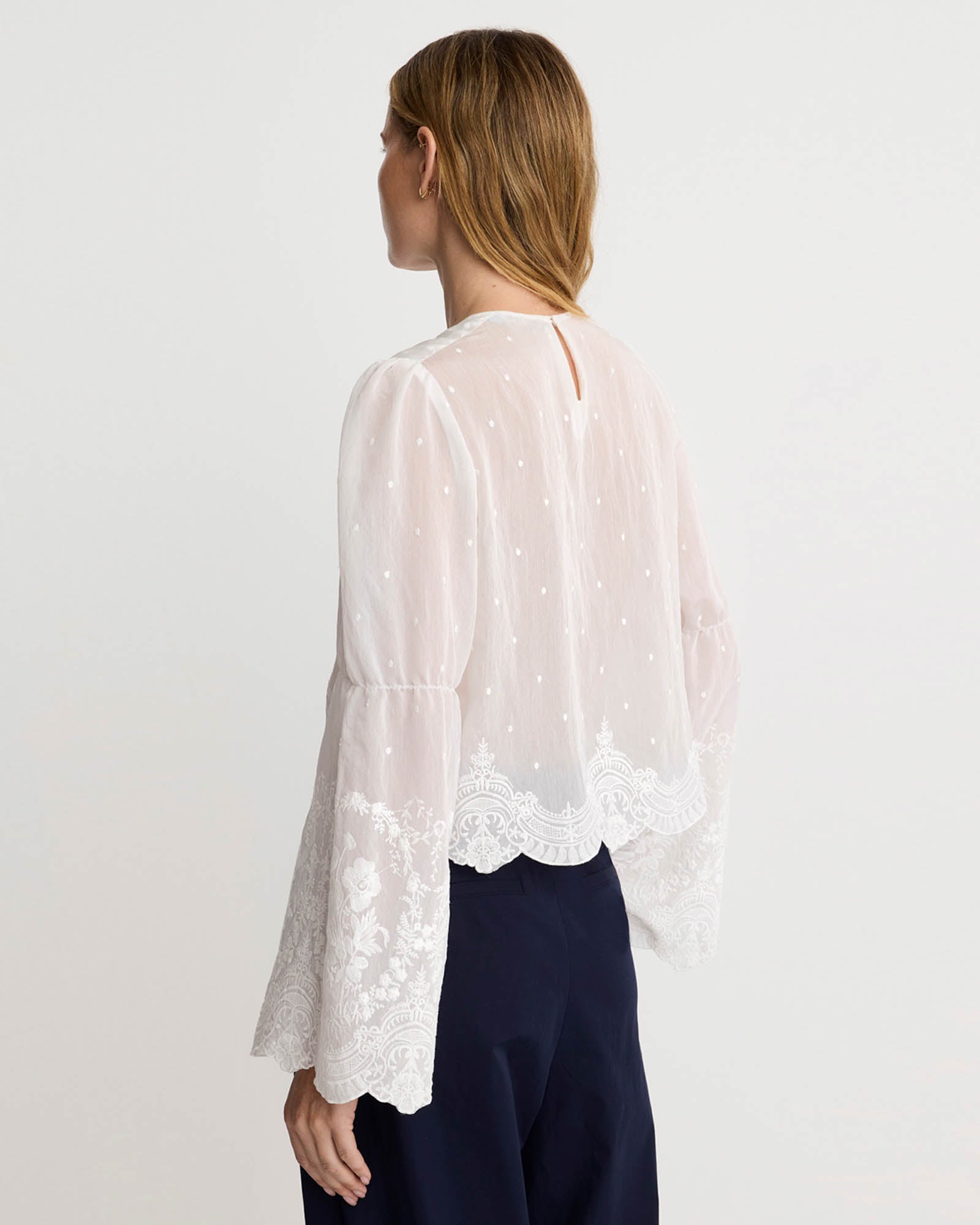 Embroidered Bell Sleeve Blouse