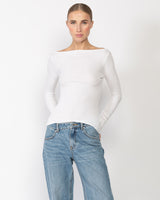 Silk Knit Boat Neck Top
