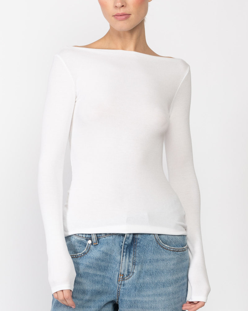 Silk Knit Boat Neck Top