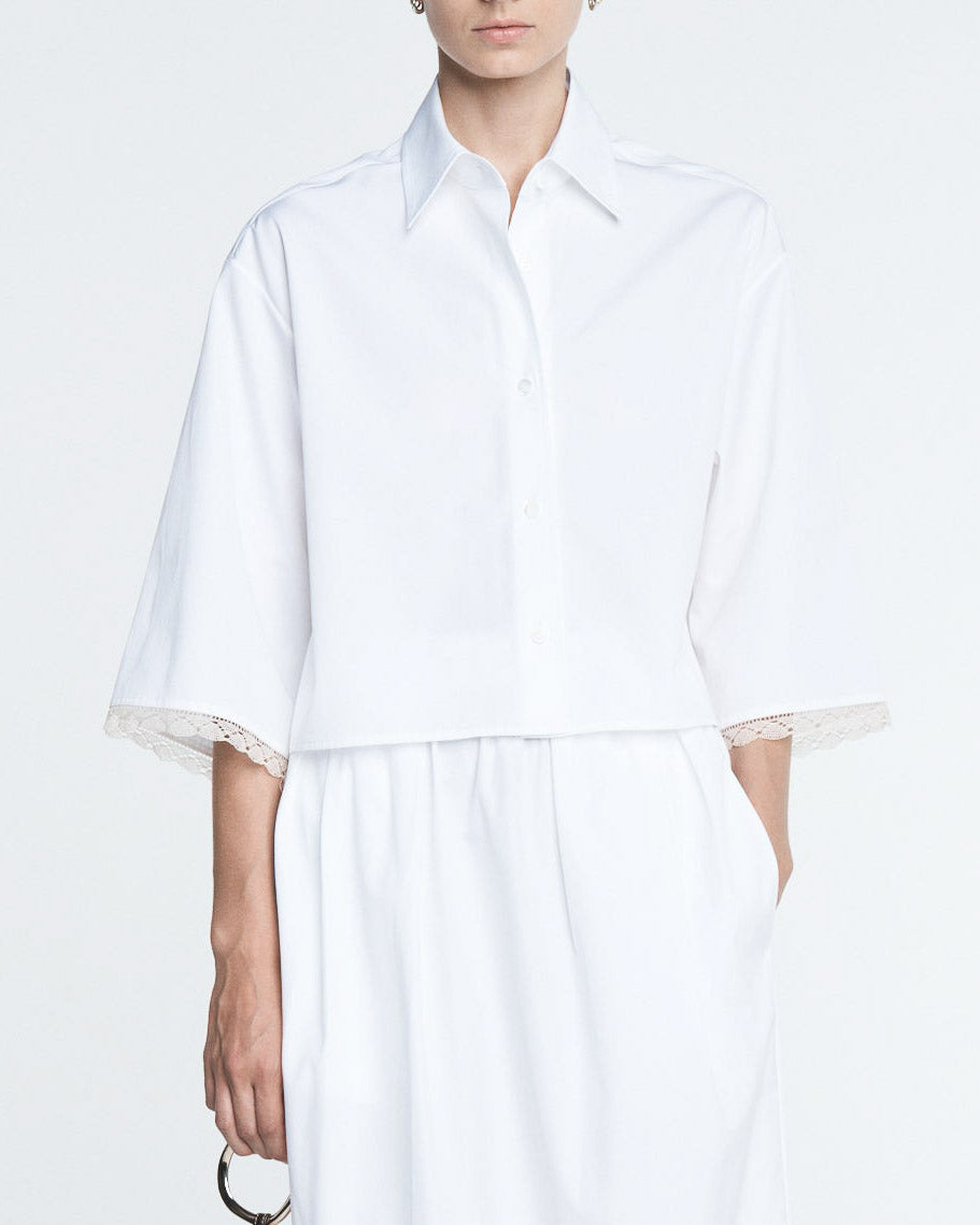 Cropped Lace Short Sleeve Shirt