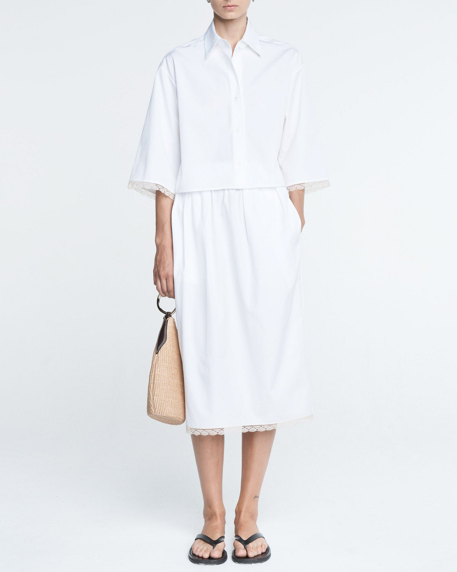 Cropped Lace Short Sleeve Shirt