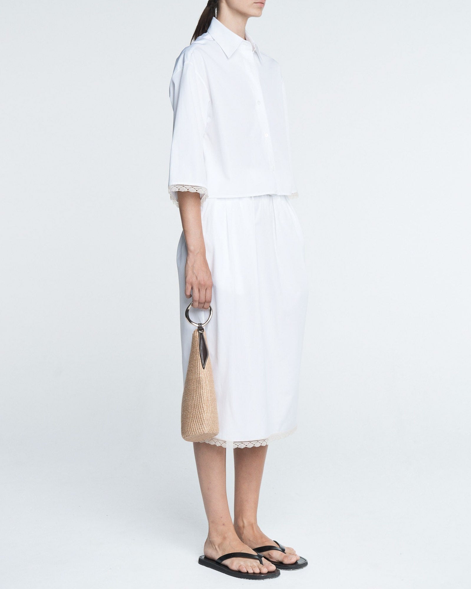 Cropped Lace Short Sleeve Shirt