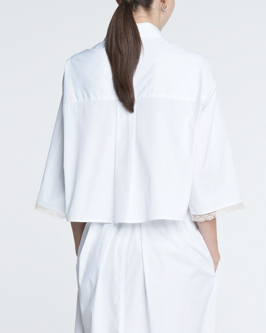 Cropped Lace Short Sleeve Shirt