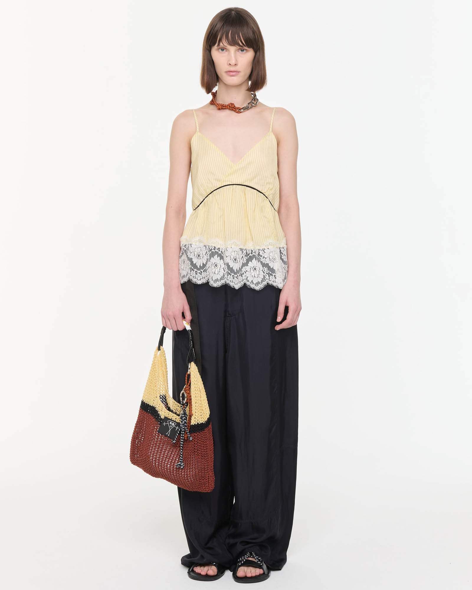 Lace Hem Striped Top