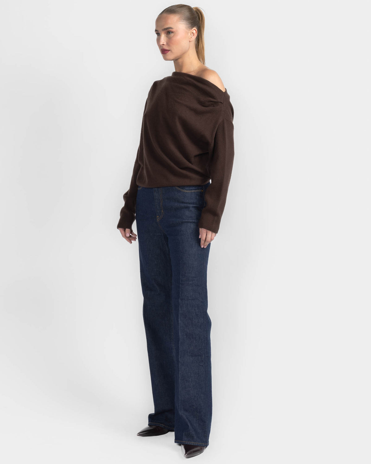 Long Sleeve Asymmetrical Drape Sweater