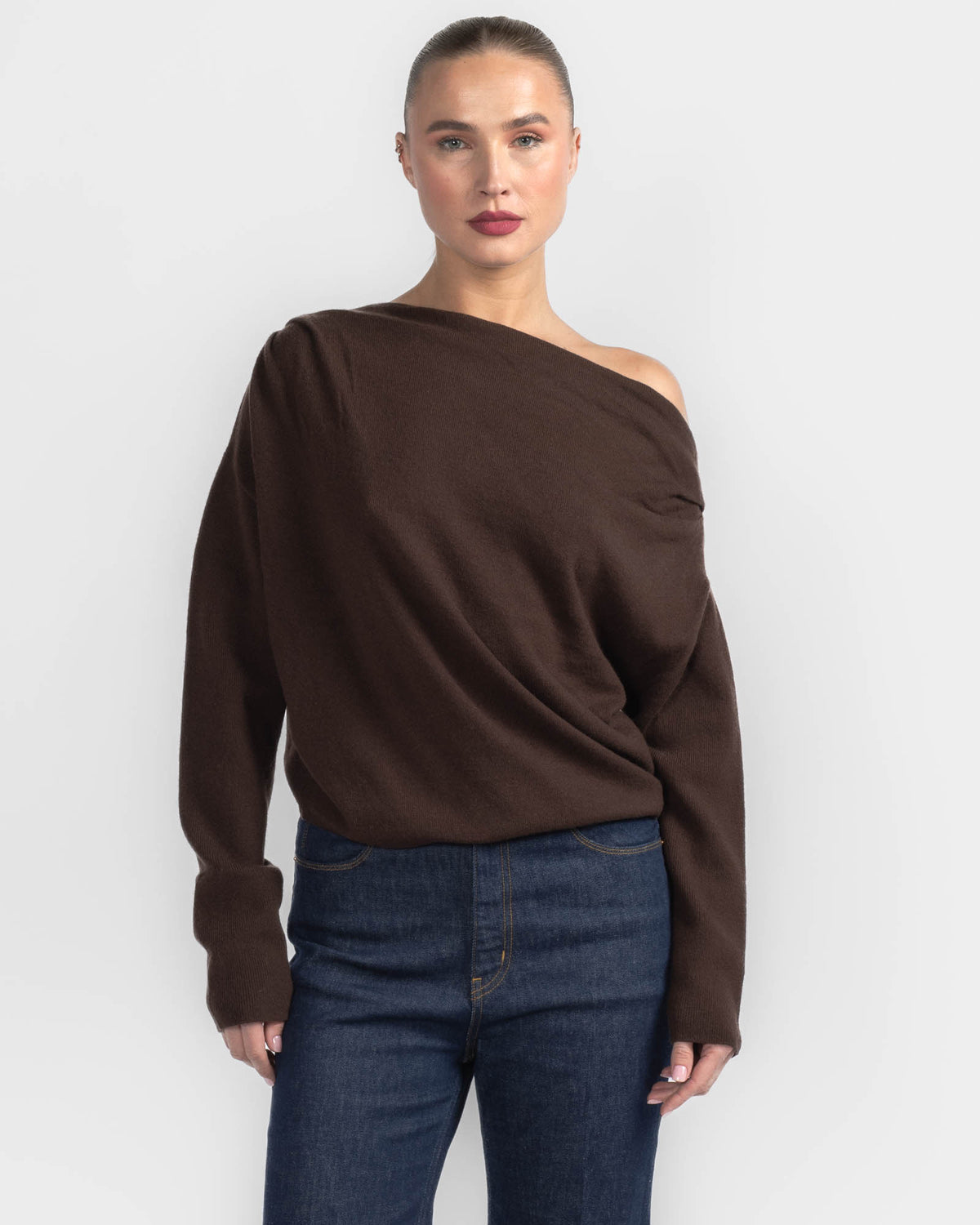 Long Sleeve Asymmetrical Drape Sweater