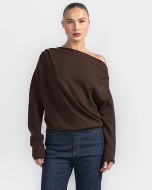 Long Sleeve Asymmetrical Drape Sweater
