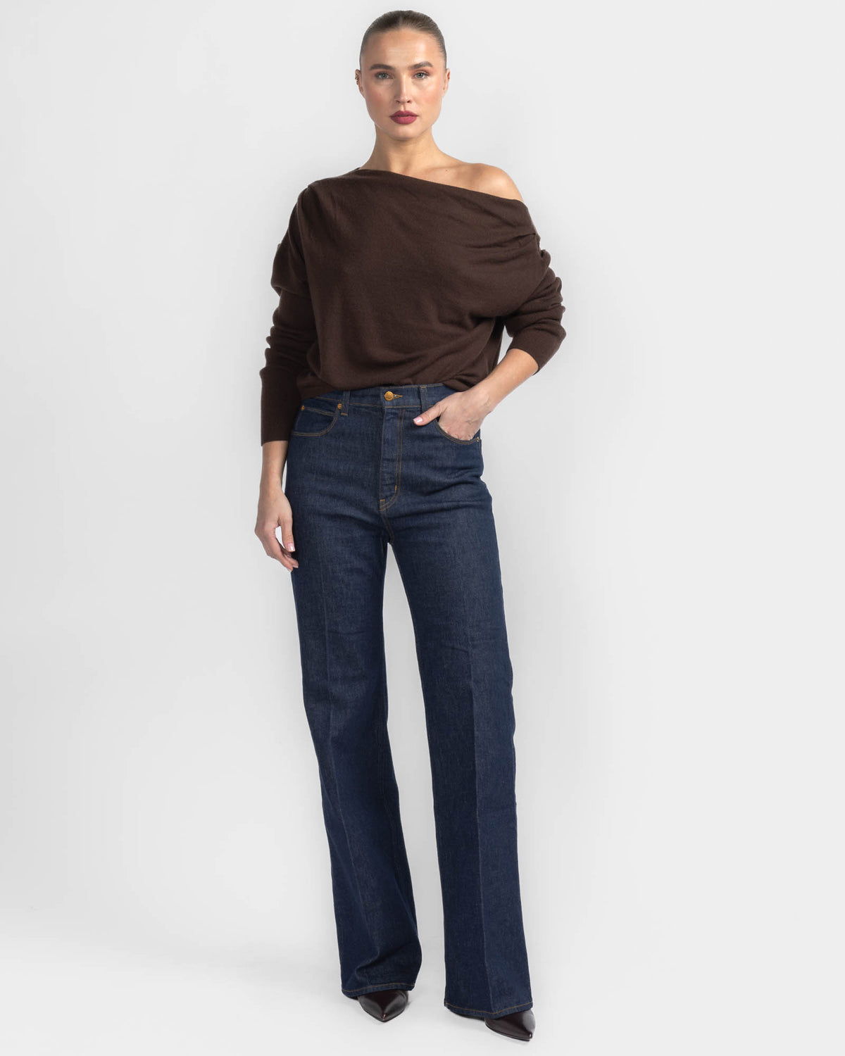 Long Sleeve Asymmetrical Drape Sweater