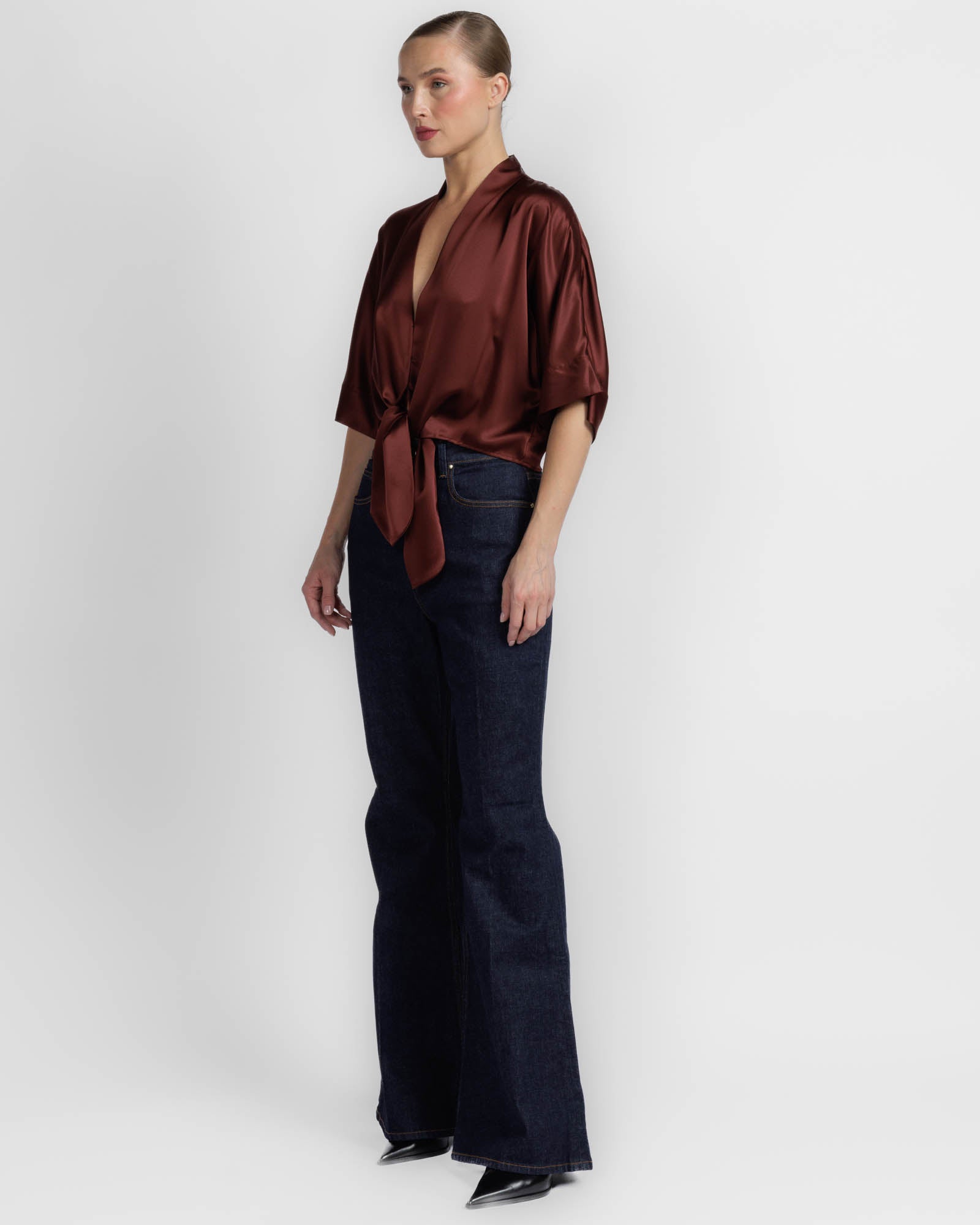 Dolman Tie Front Blouse