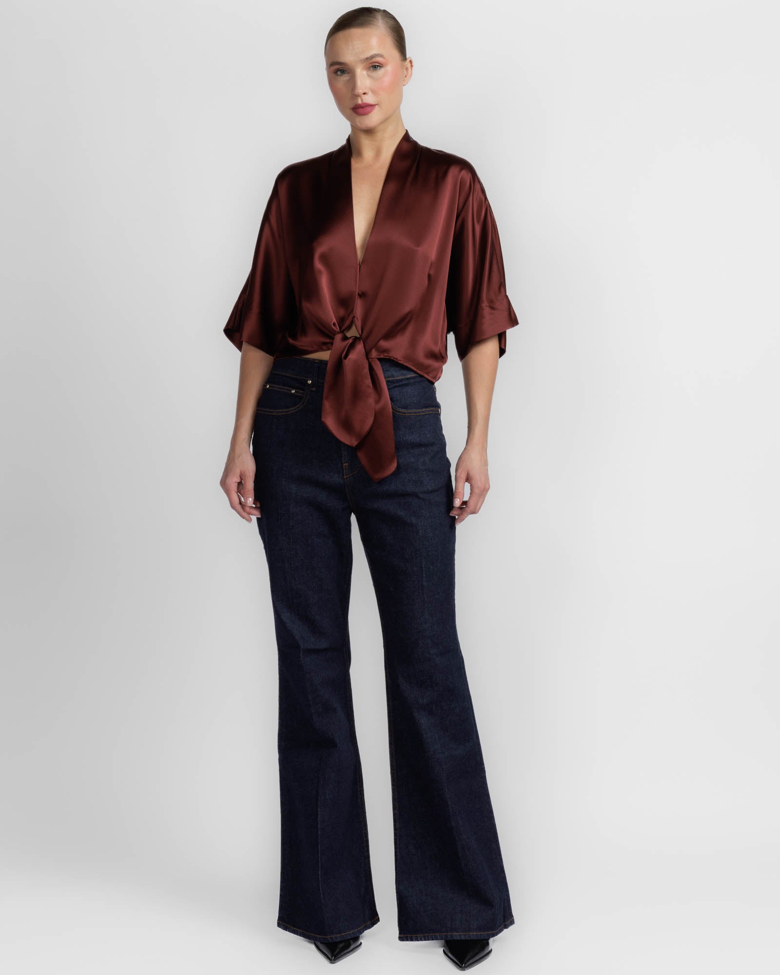 Dolman Tie Front Blouse