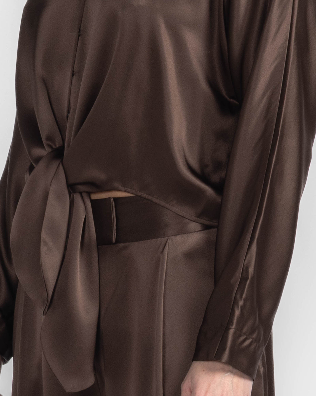 Long Sleeve Front Tie Blouse