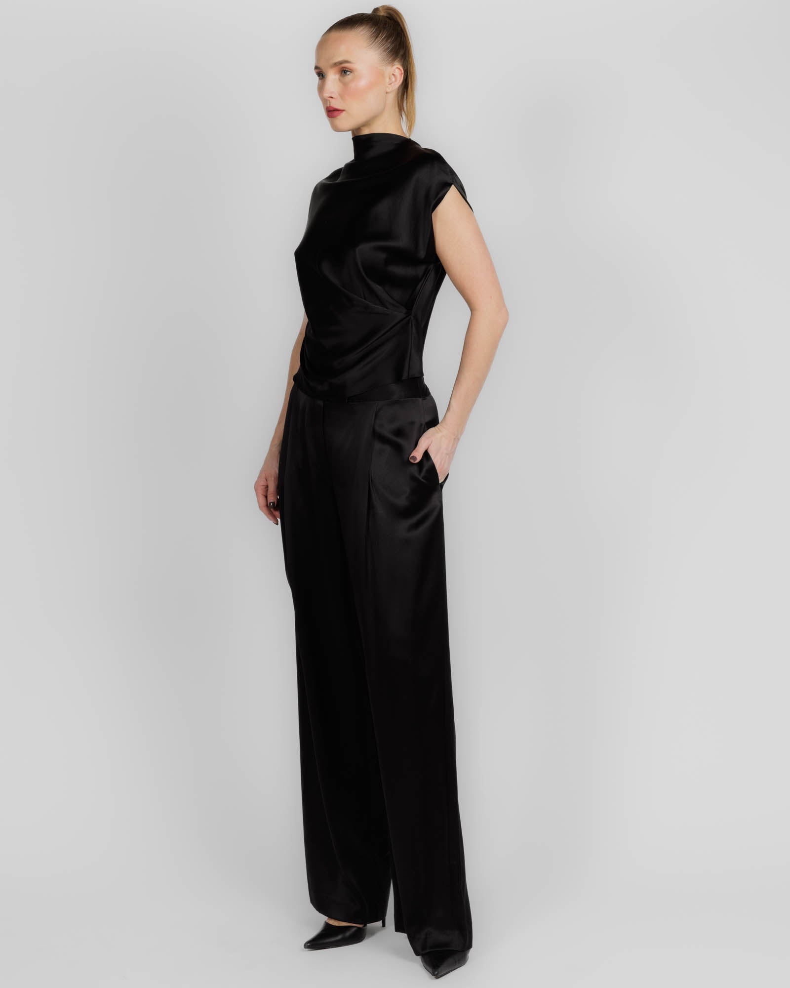 High Neck Drape Top
