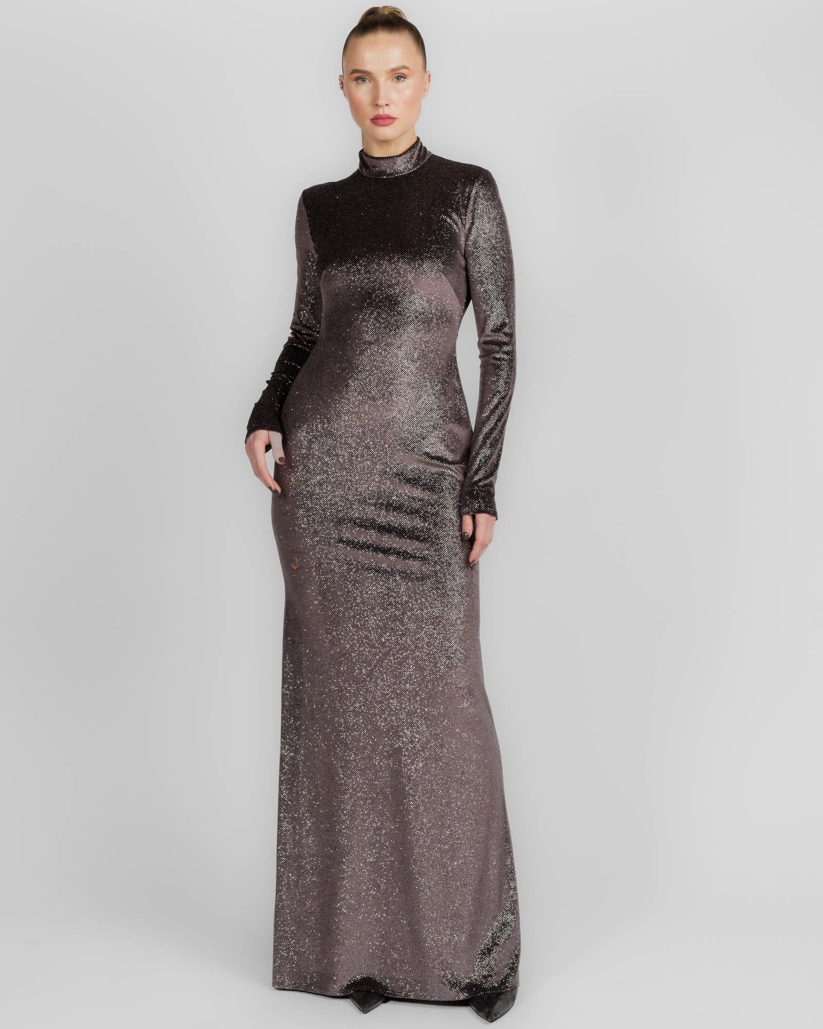 Open Back Long Sleeve Gown