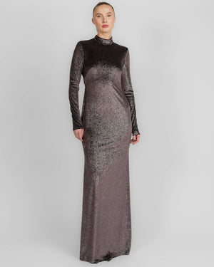 Open Back Long Sleeve Gown
