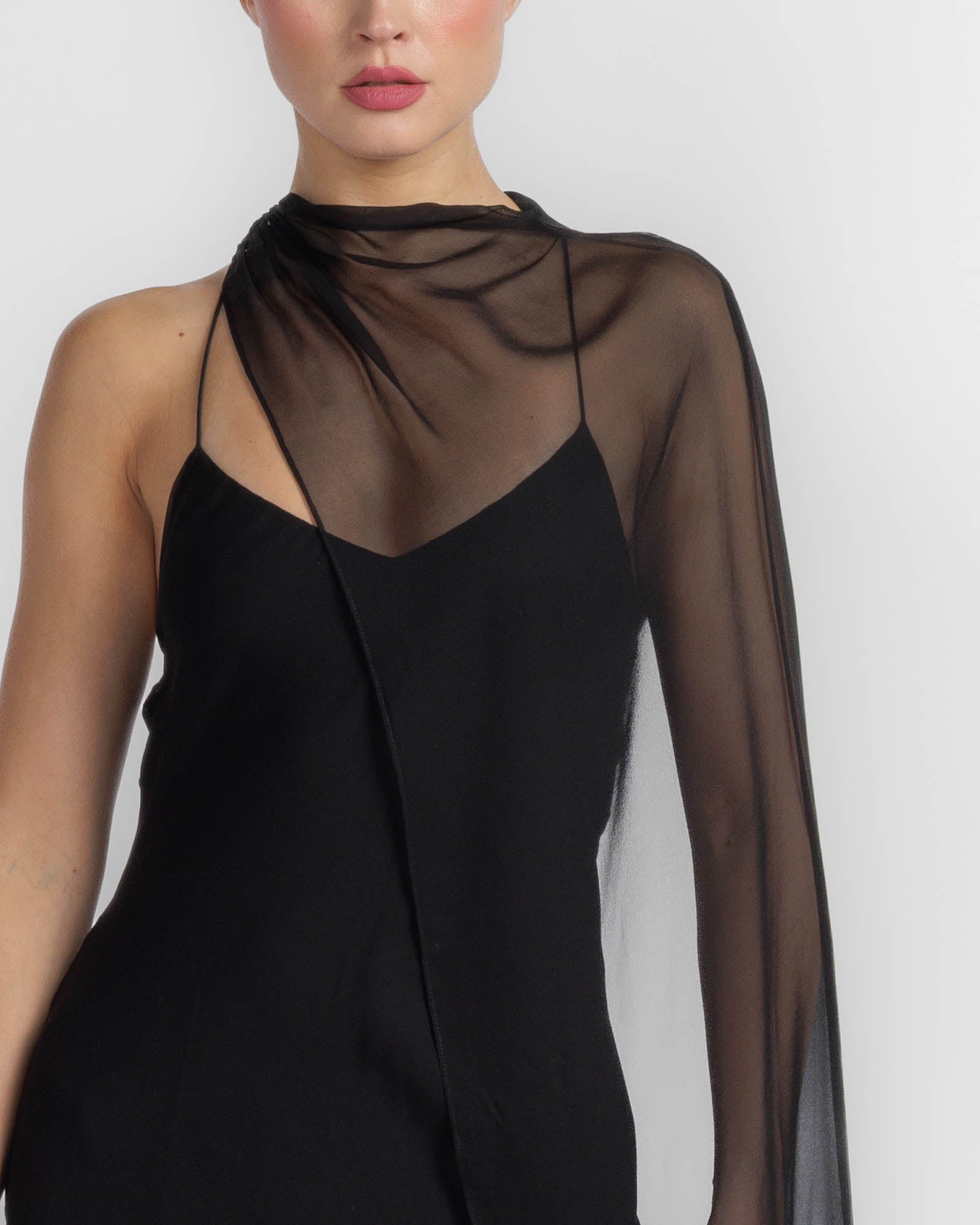Cami Slit Cape Gown