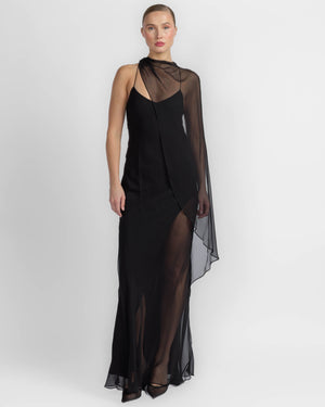 Cami Slit Cape Gown