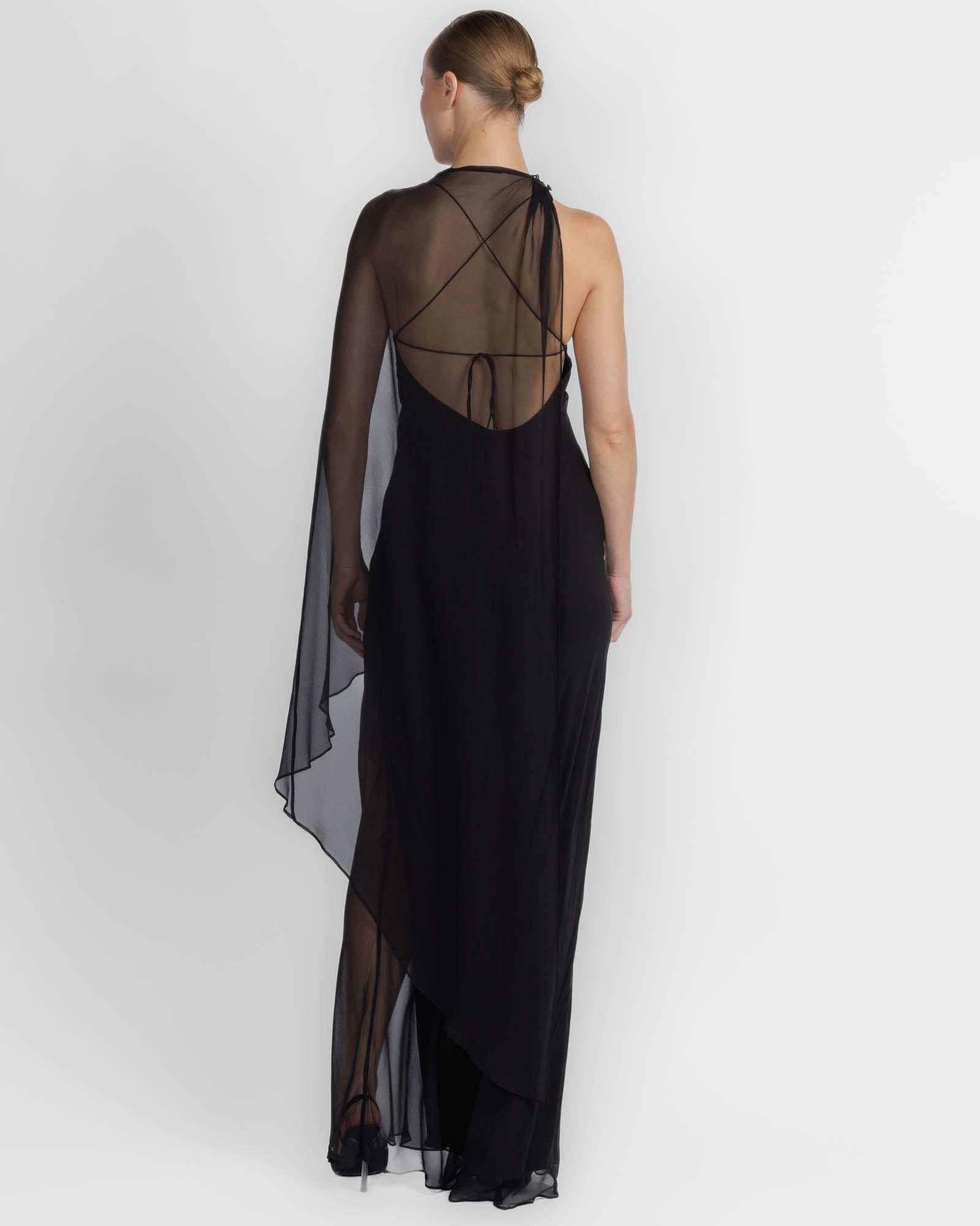 Cami Slit Cape Gown