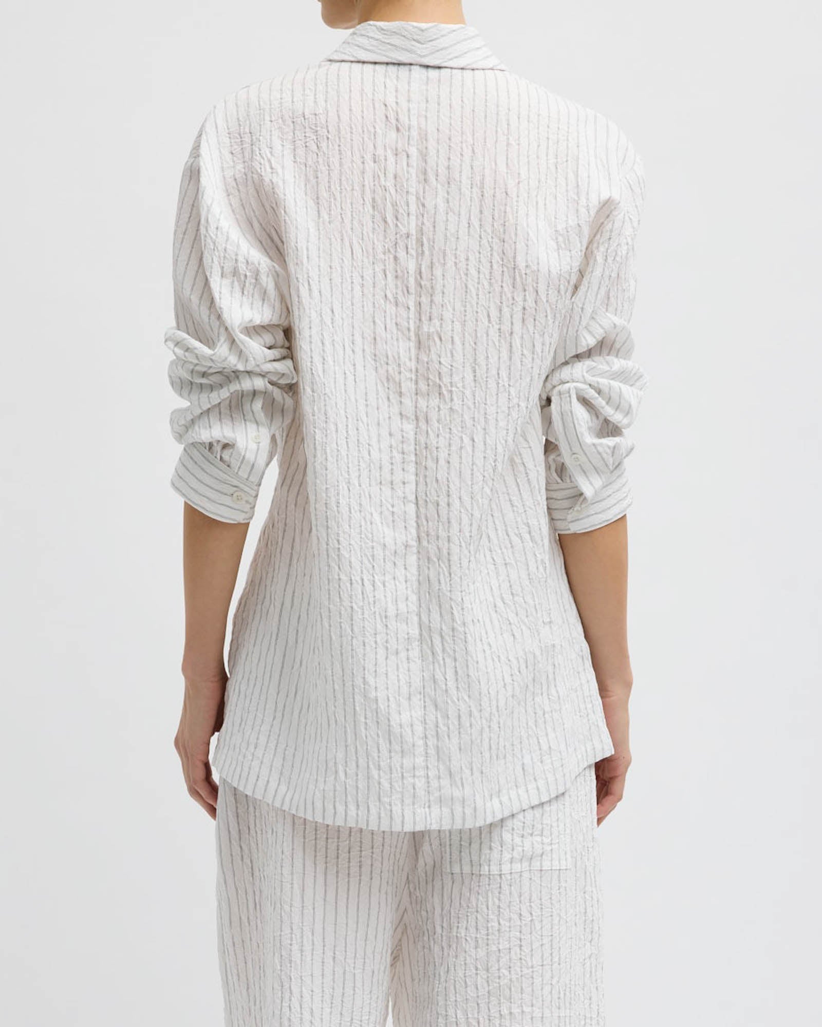 Crinkle Stripe Shawl Jacket