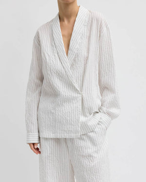 Crinkle Stripe Shawl Jacket