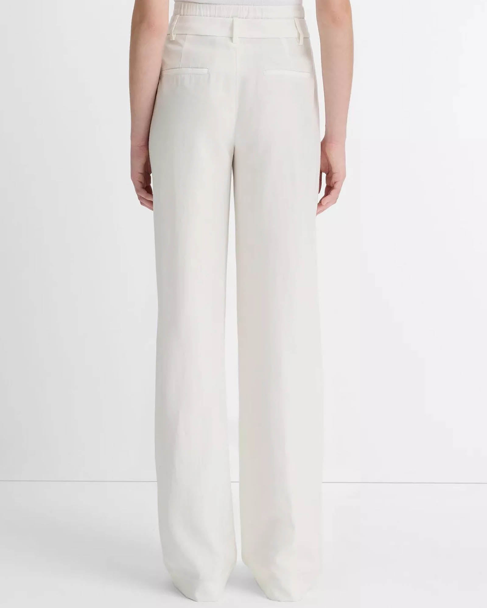MCM Pants Set, White, Size M　we0404 VINCE Mid-Rise Double Waistband Pants