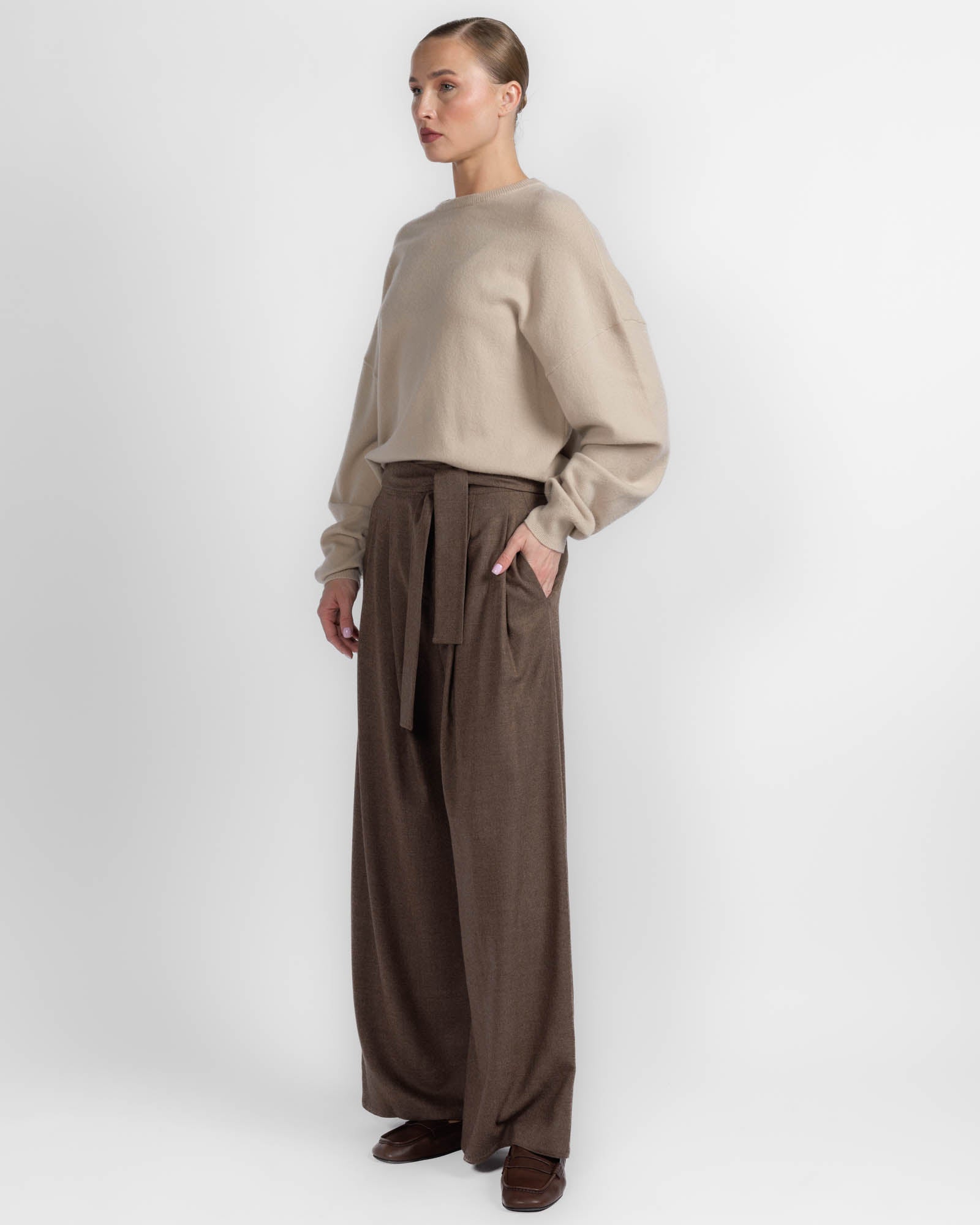 Wide Leg Pants With Belt