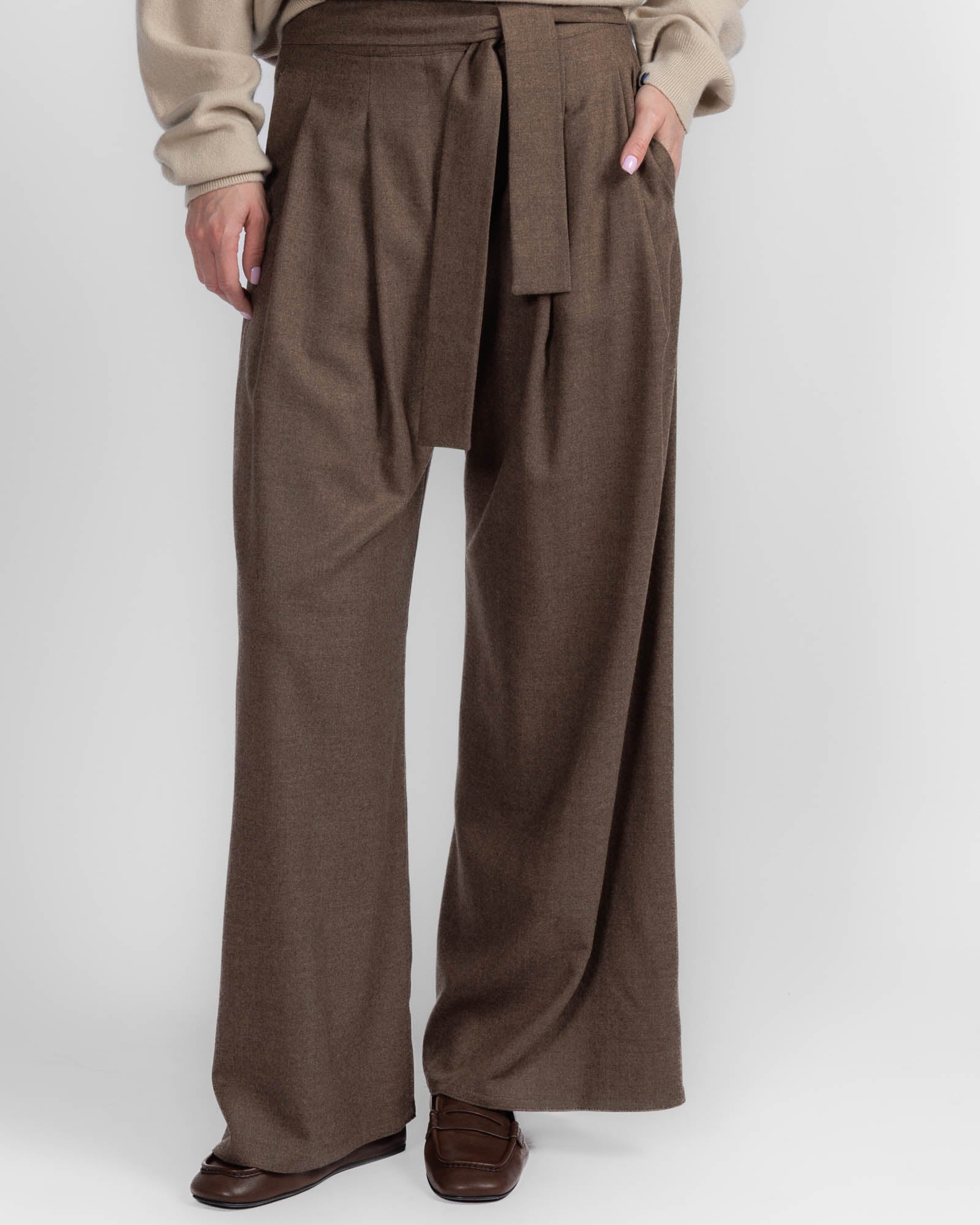 Wide Leg Pants With Belt