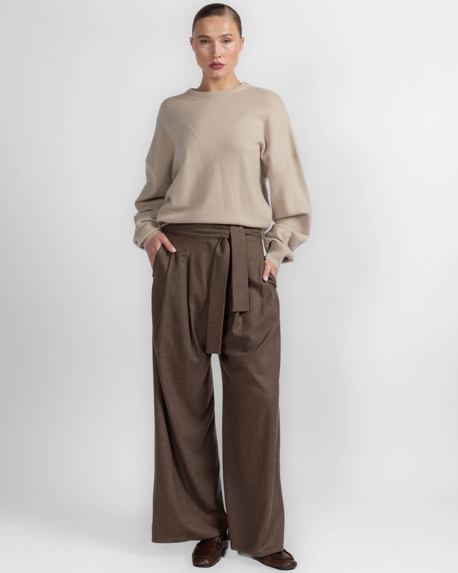 Wide Leg Pants With Belt