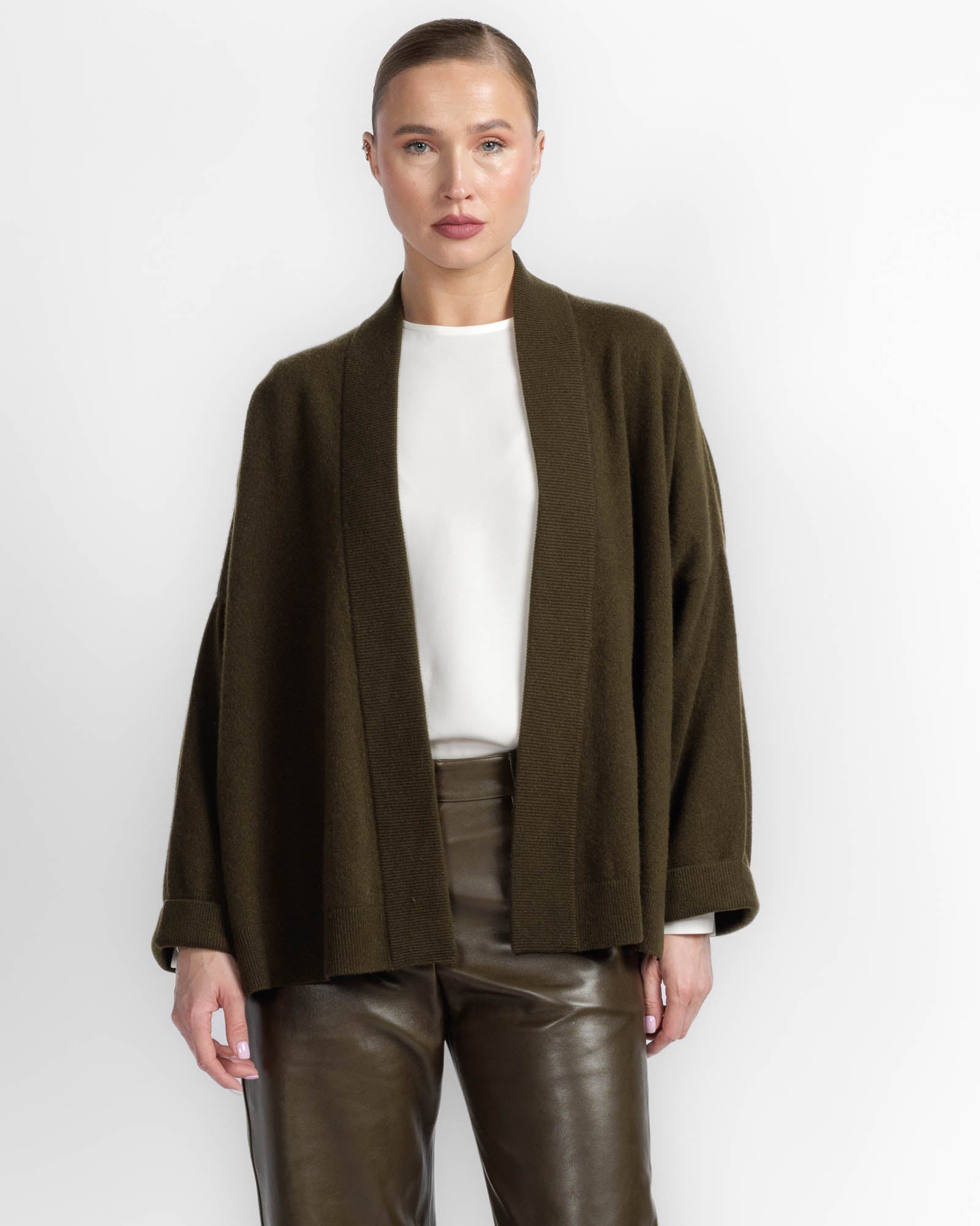 Ribbed Neck Cardigan