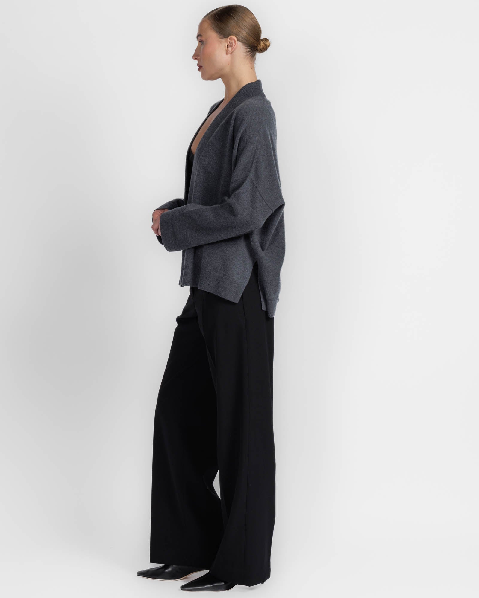 Ribbed Neck Cardigan