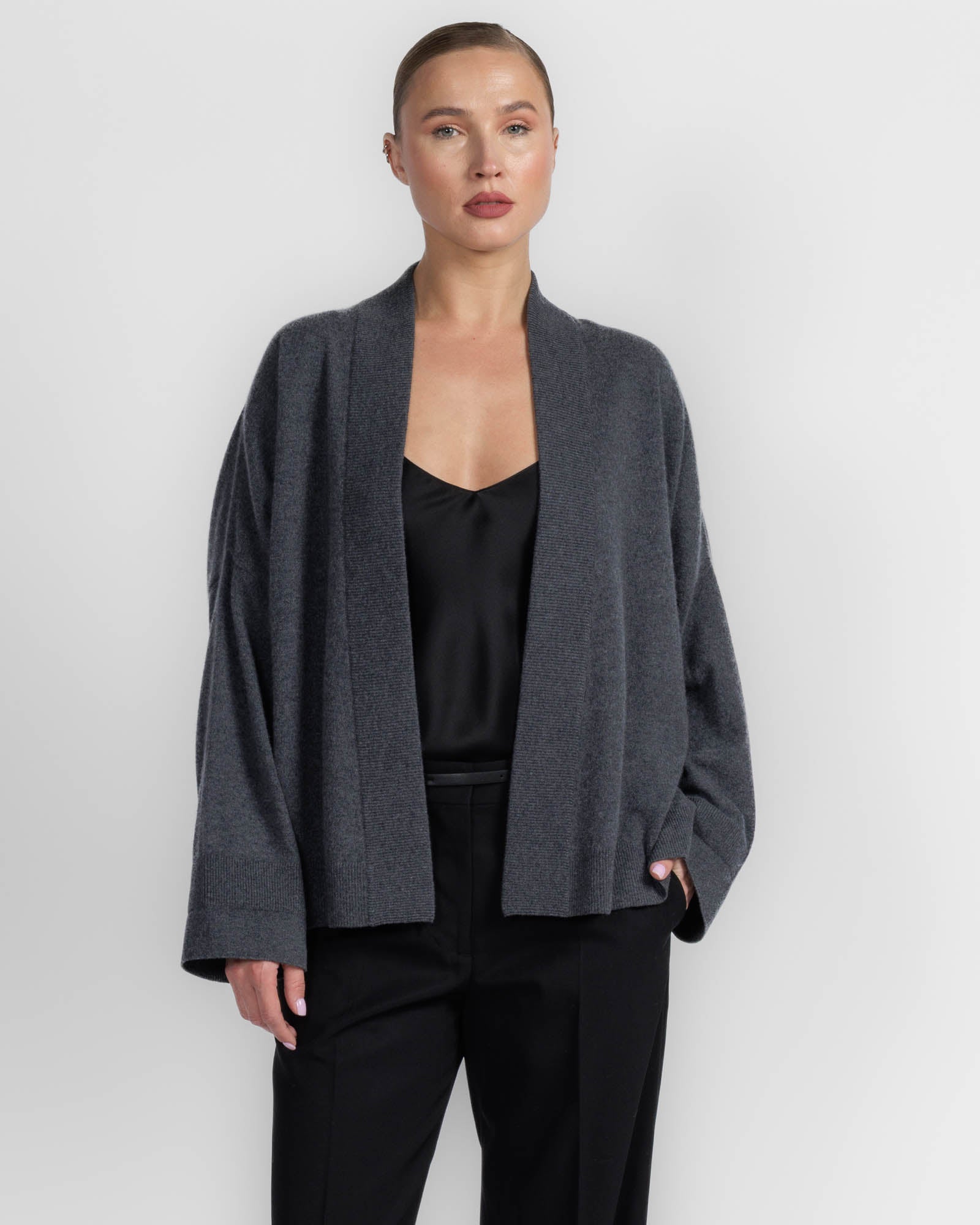 Ribbed Neck Cardigan