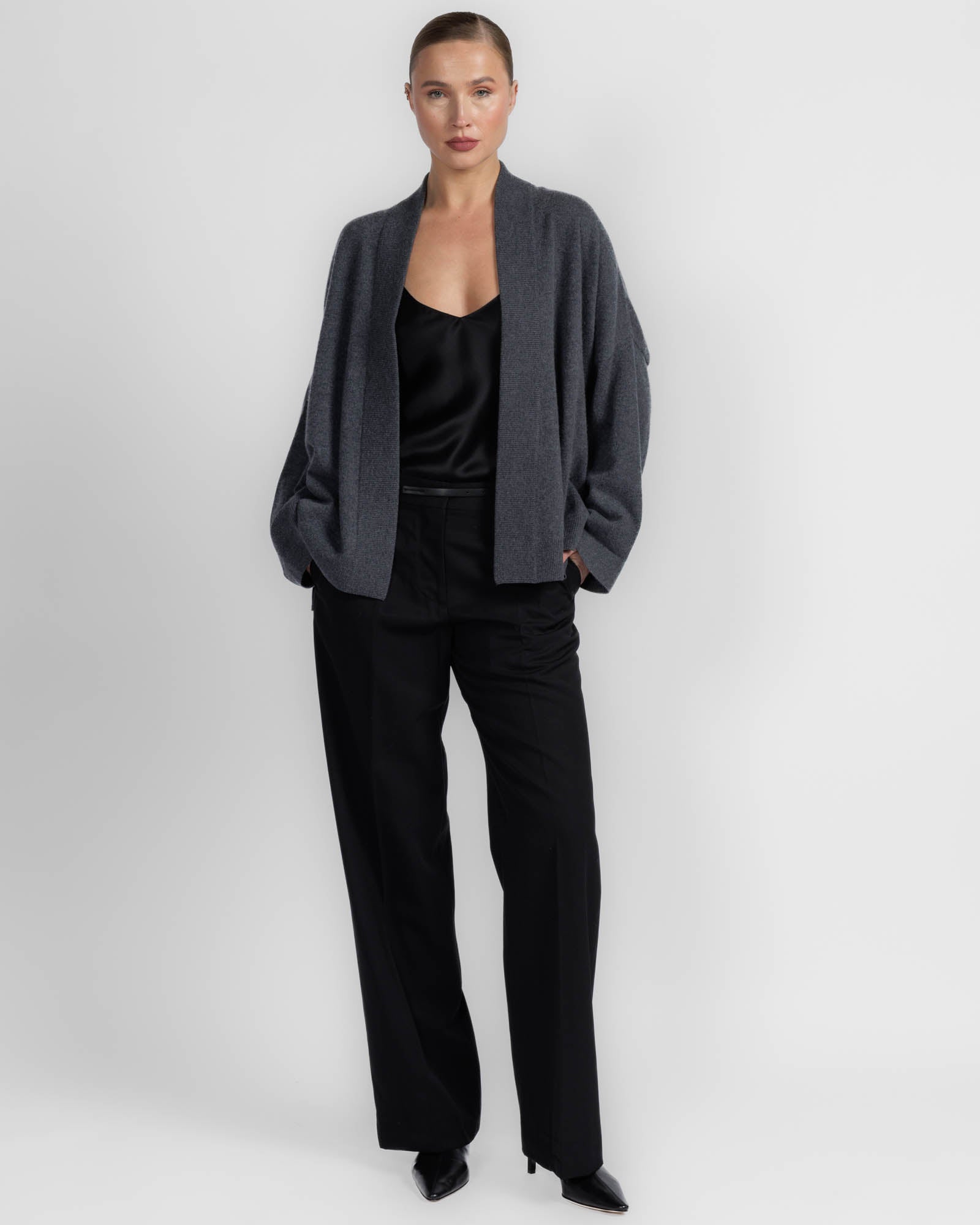 Ribbed Neck Cardigan