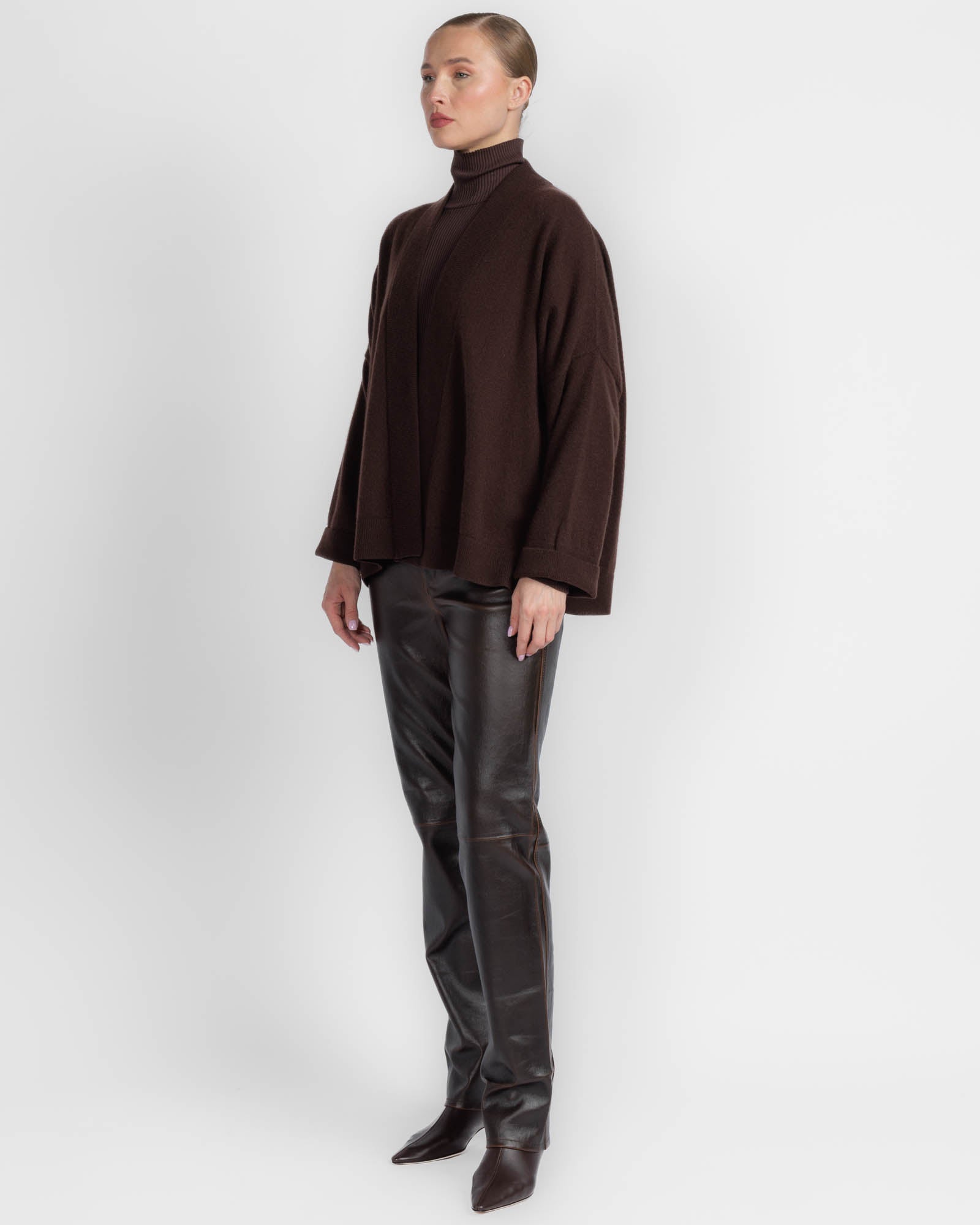 Ribbed Neck Cardigan