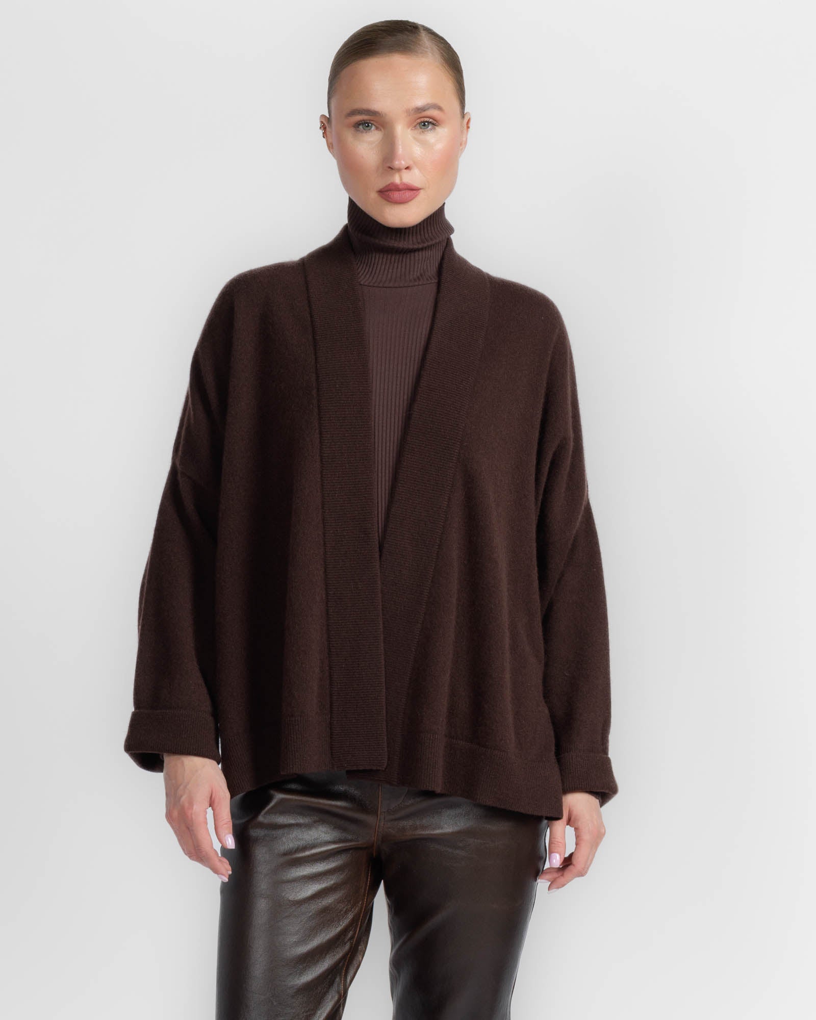 Ribbed Neck Cardigan
