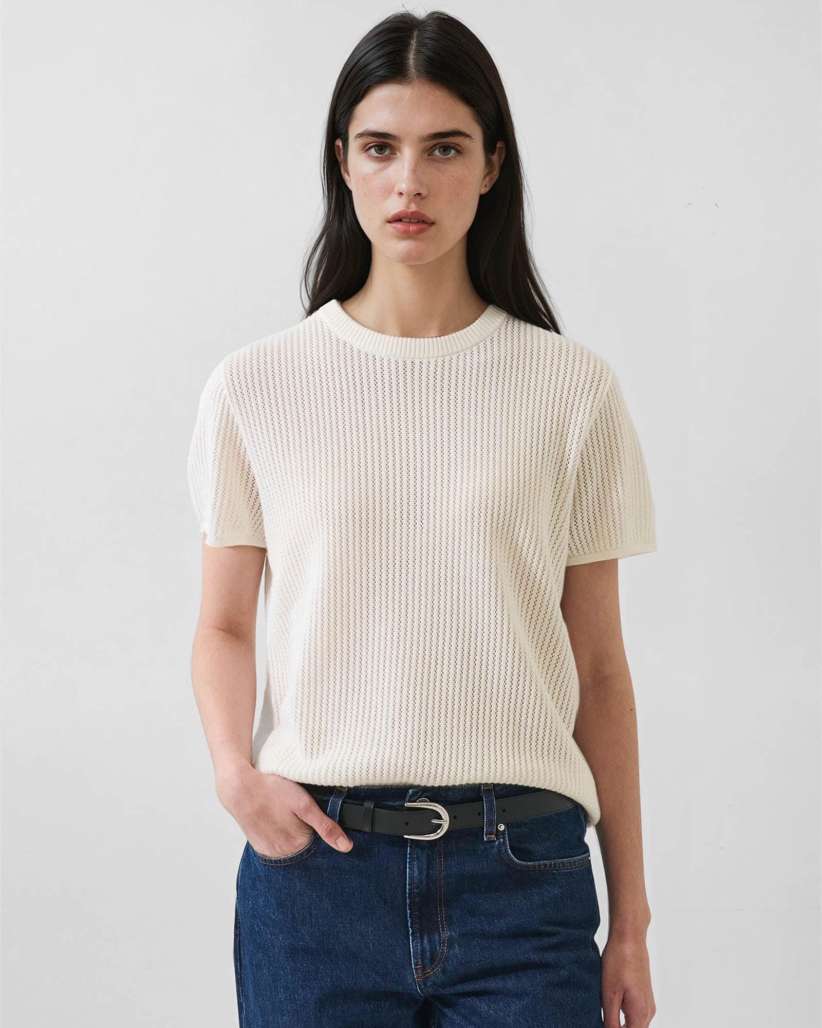 Cotton Cashmere Relaxed Knit Crew Neck