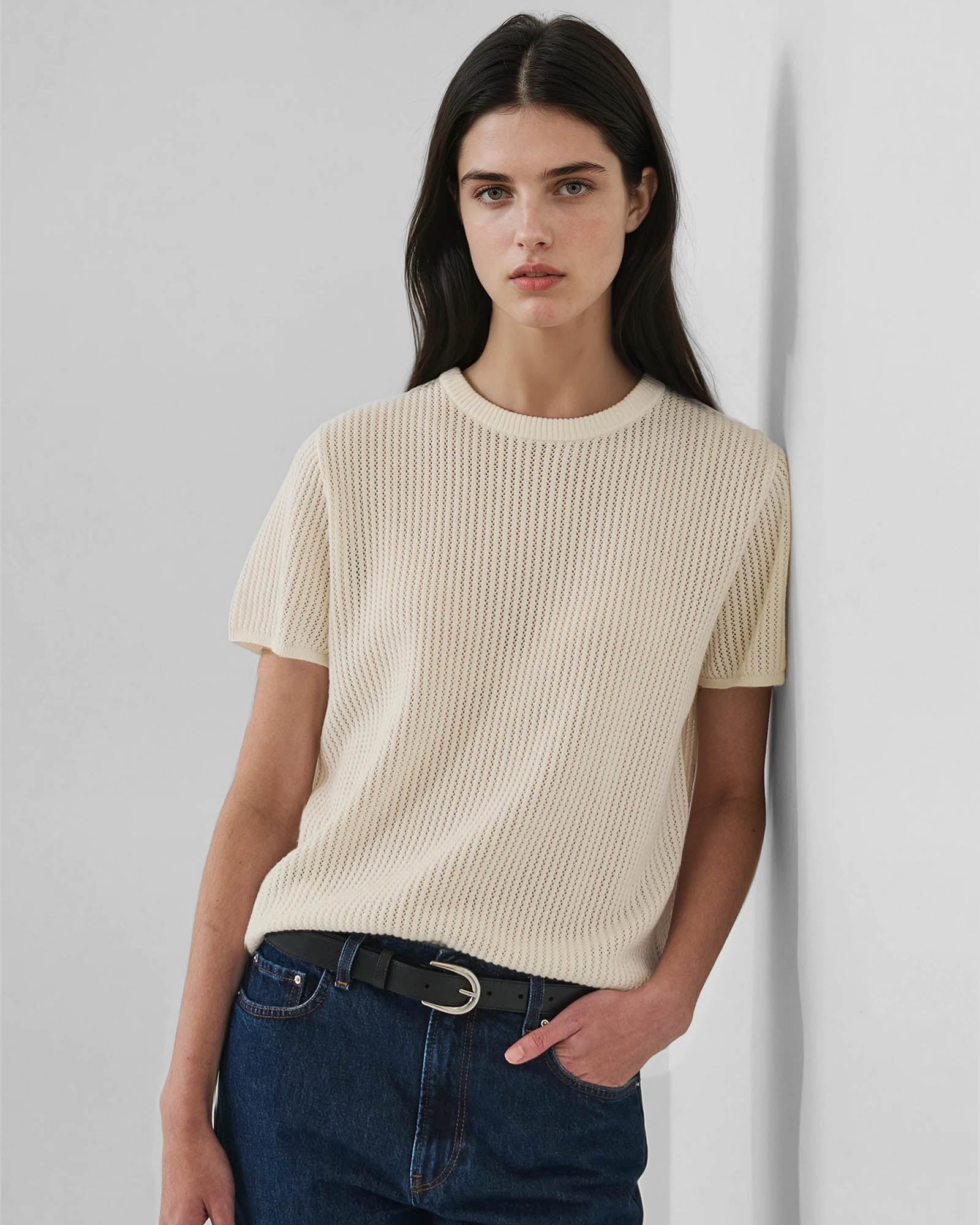 Cotton Cashmere Relaxed Knit Crew Neck