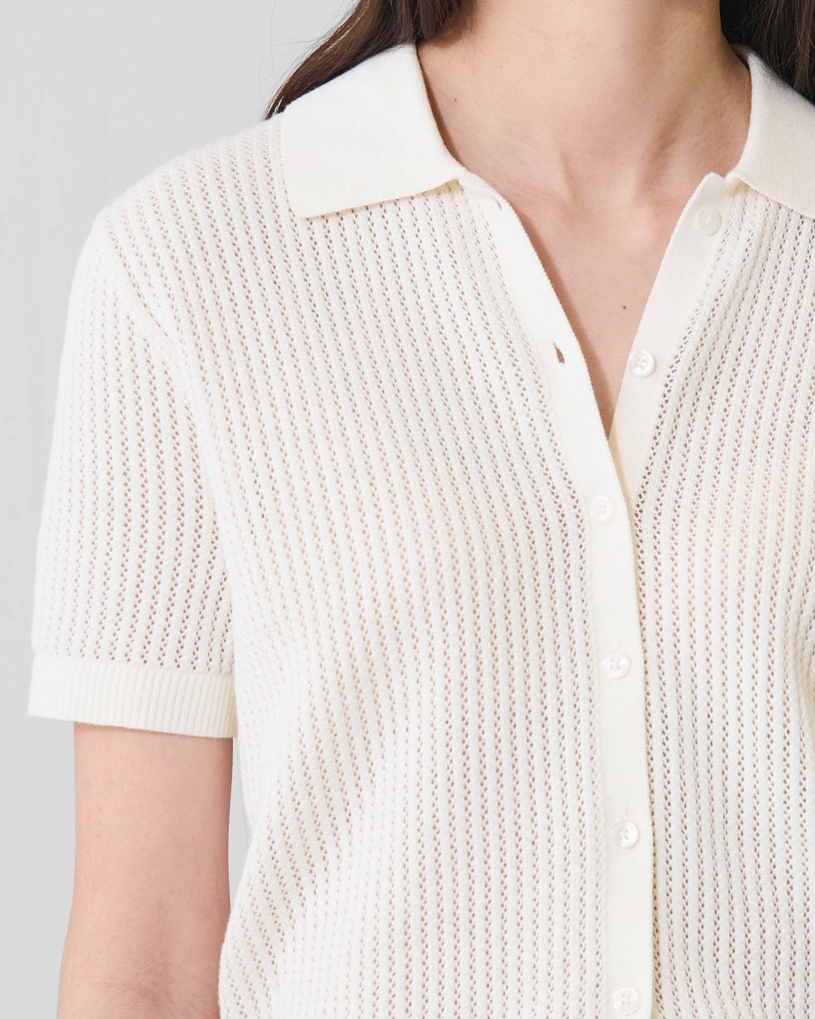 Cotton Cashmere Button-up Knit