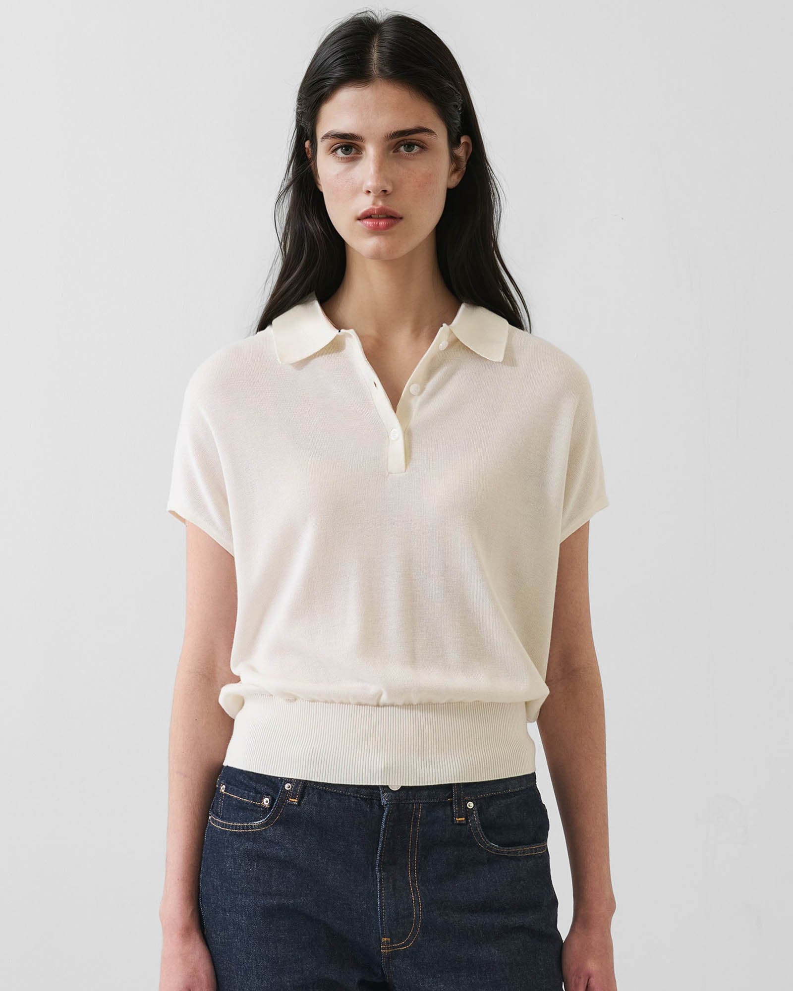 Lyocell Cashmere Blend Short Sleeve Polo