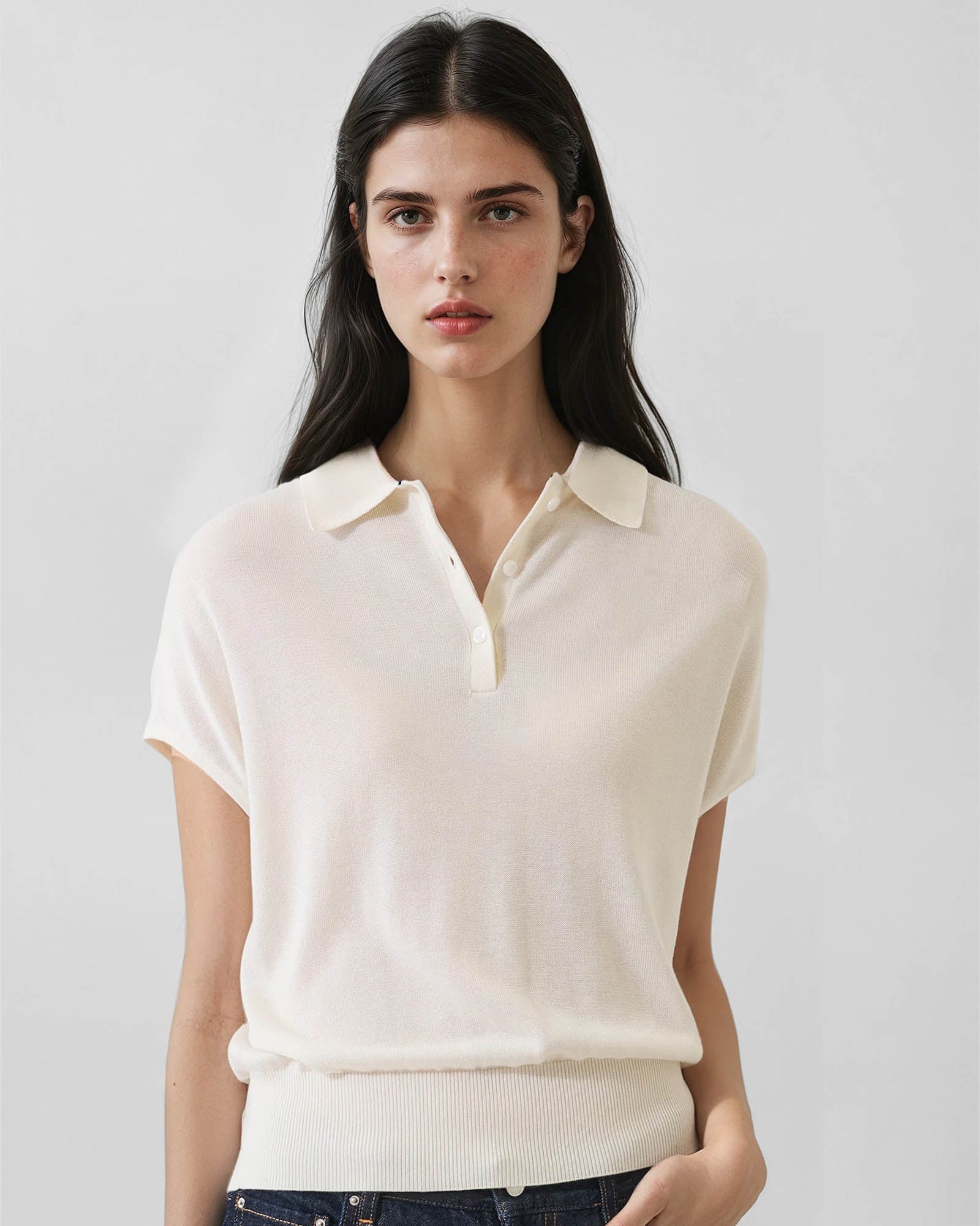 Lyocell Cashmere Blend Short Sleeve Polo