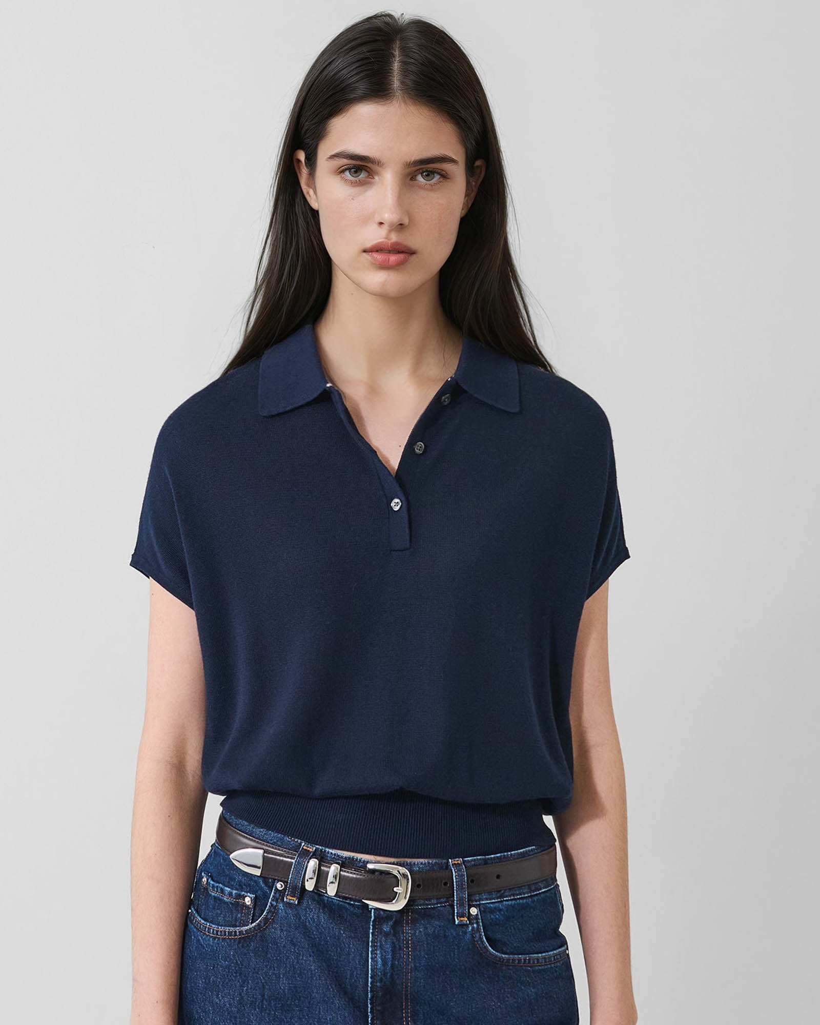 Lyocell Cashmere Blend Short Sleeve Polo