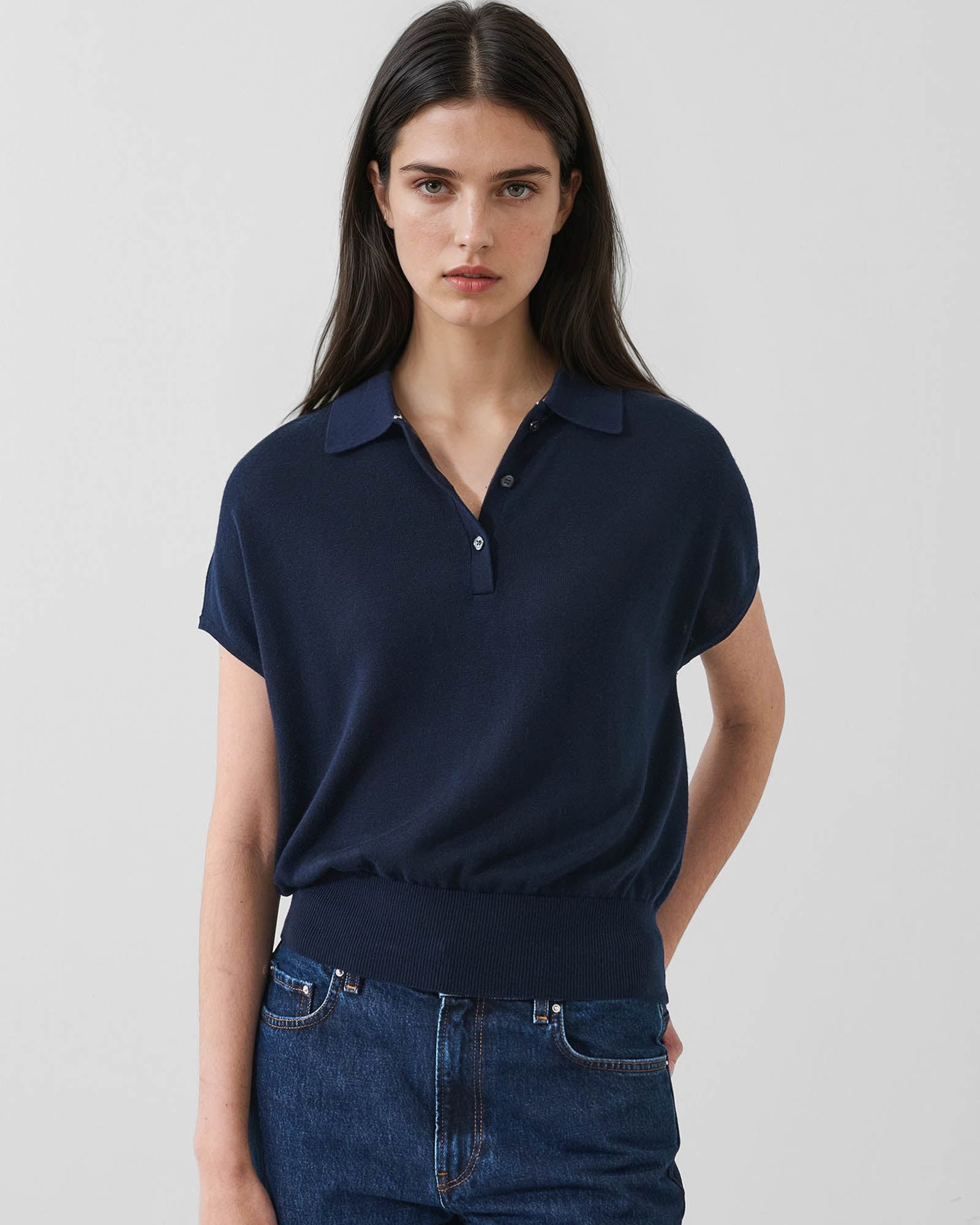 Lyocell Cashmere Blend Short Sleeve Polo