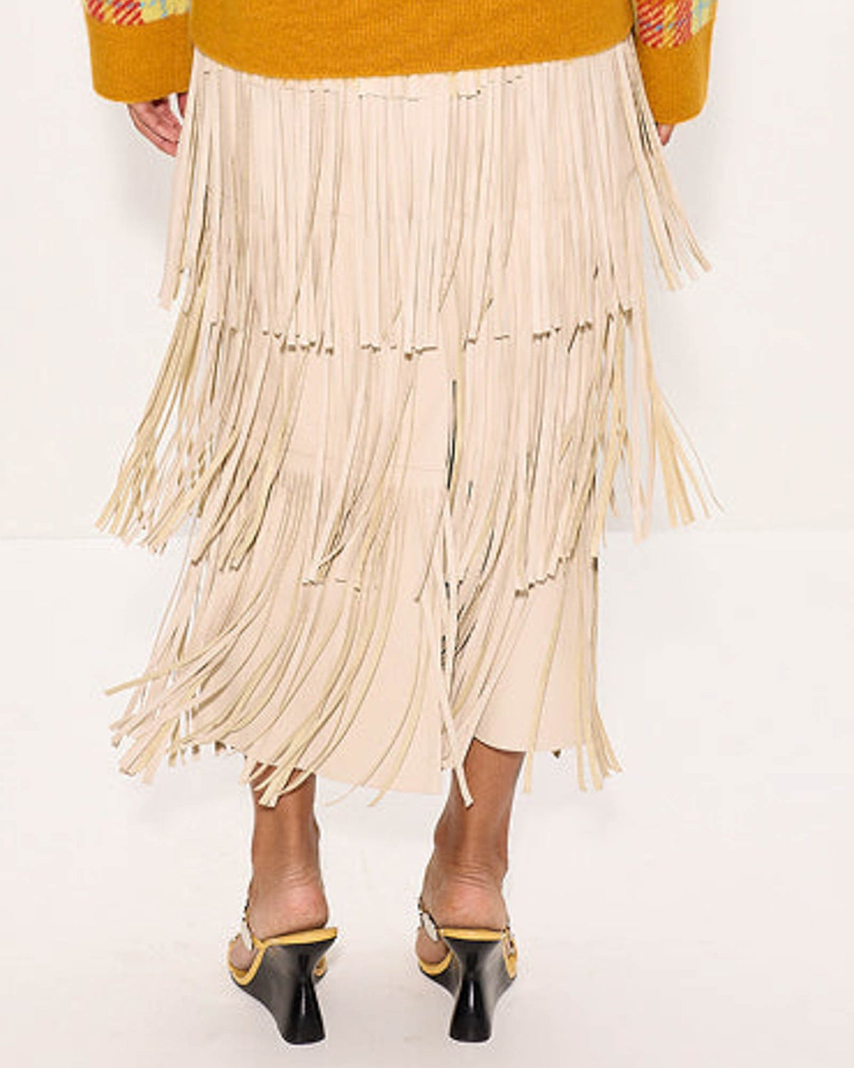 Za Za Vegan Leather Fringe Skirt