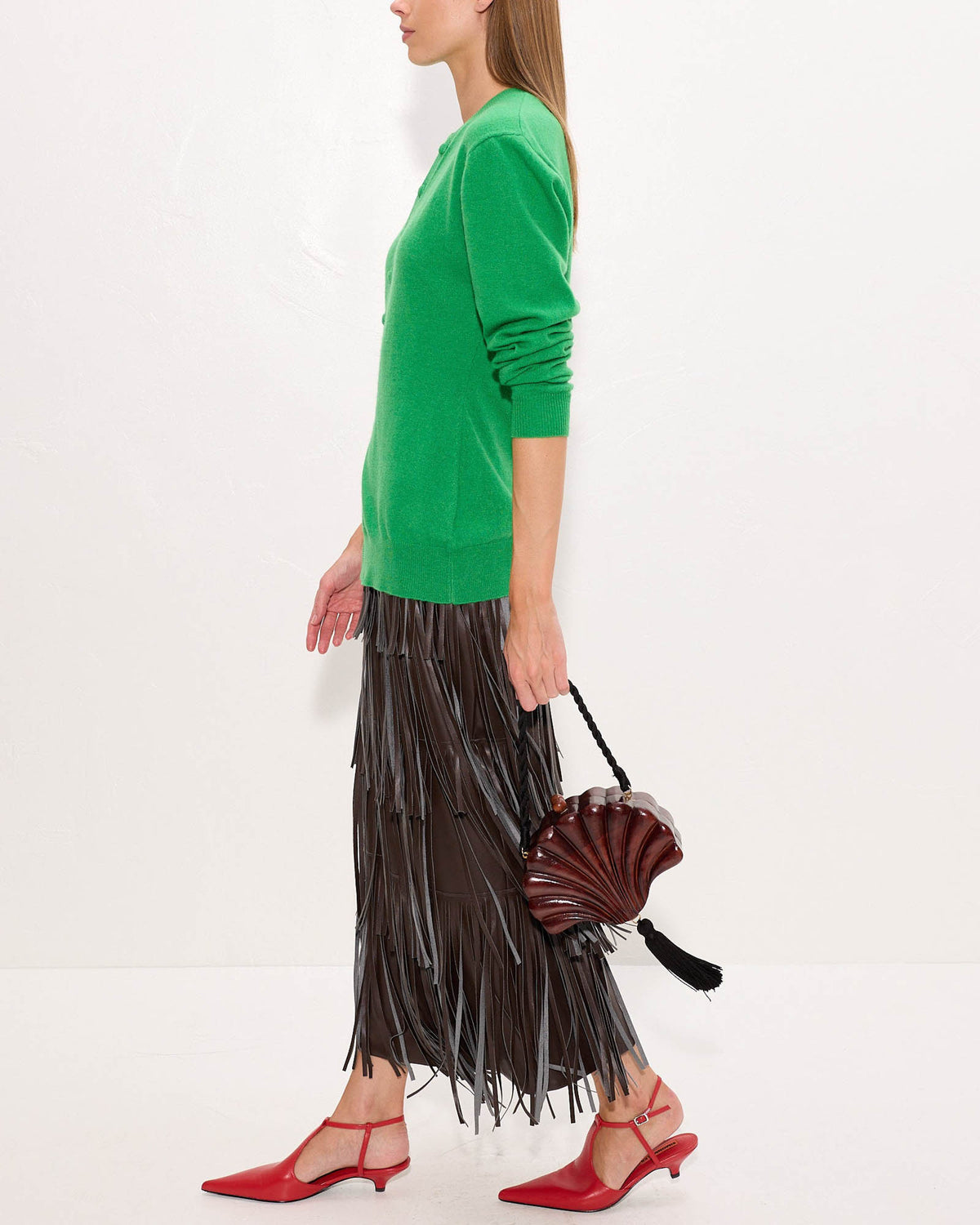 Za Za Vegan Leather Fringe Skirt