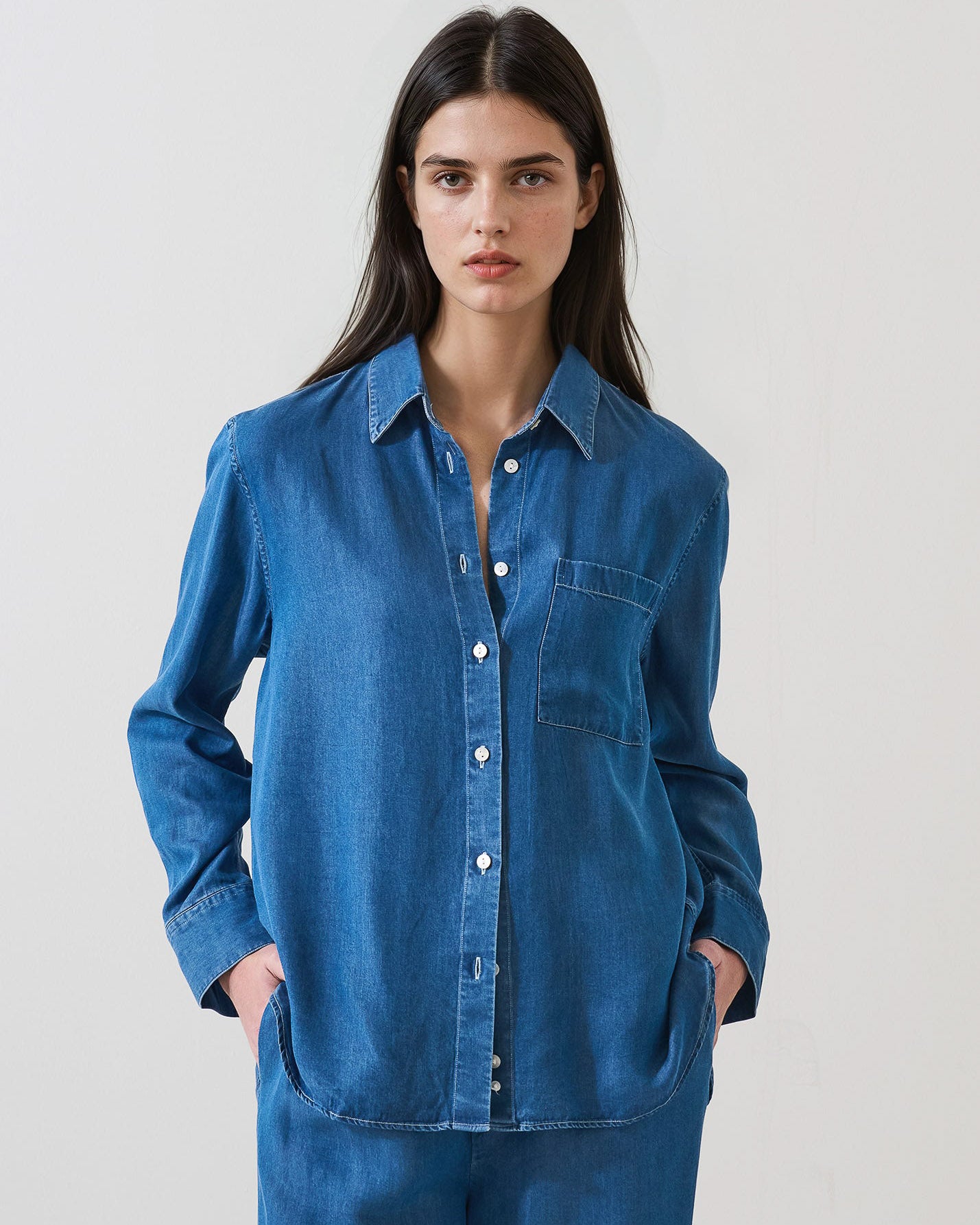 Tencel Stonewash Boyfriend Shirt